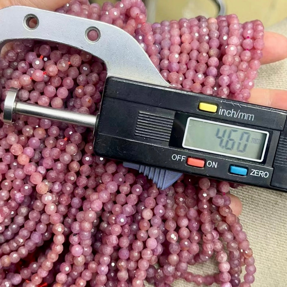 4.5Mm Natural Faceted Ruby Bead Strands For Diy Jewelry Projects