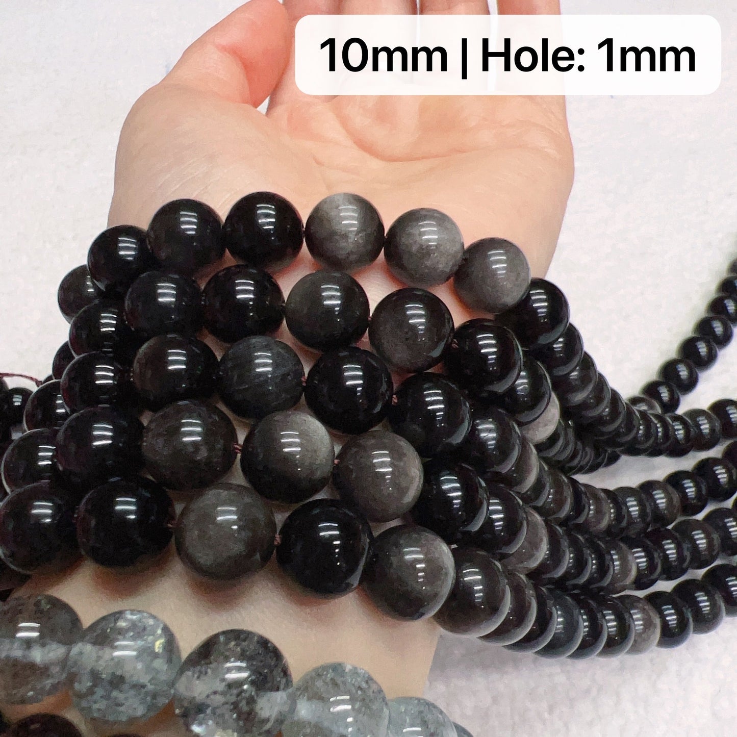 8Mm – 10Mm Natural Silver Sheen Obsidian Round Bead Strands Diy Jewelry Project