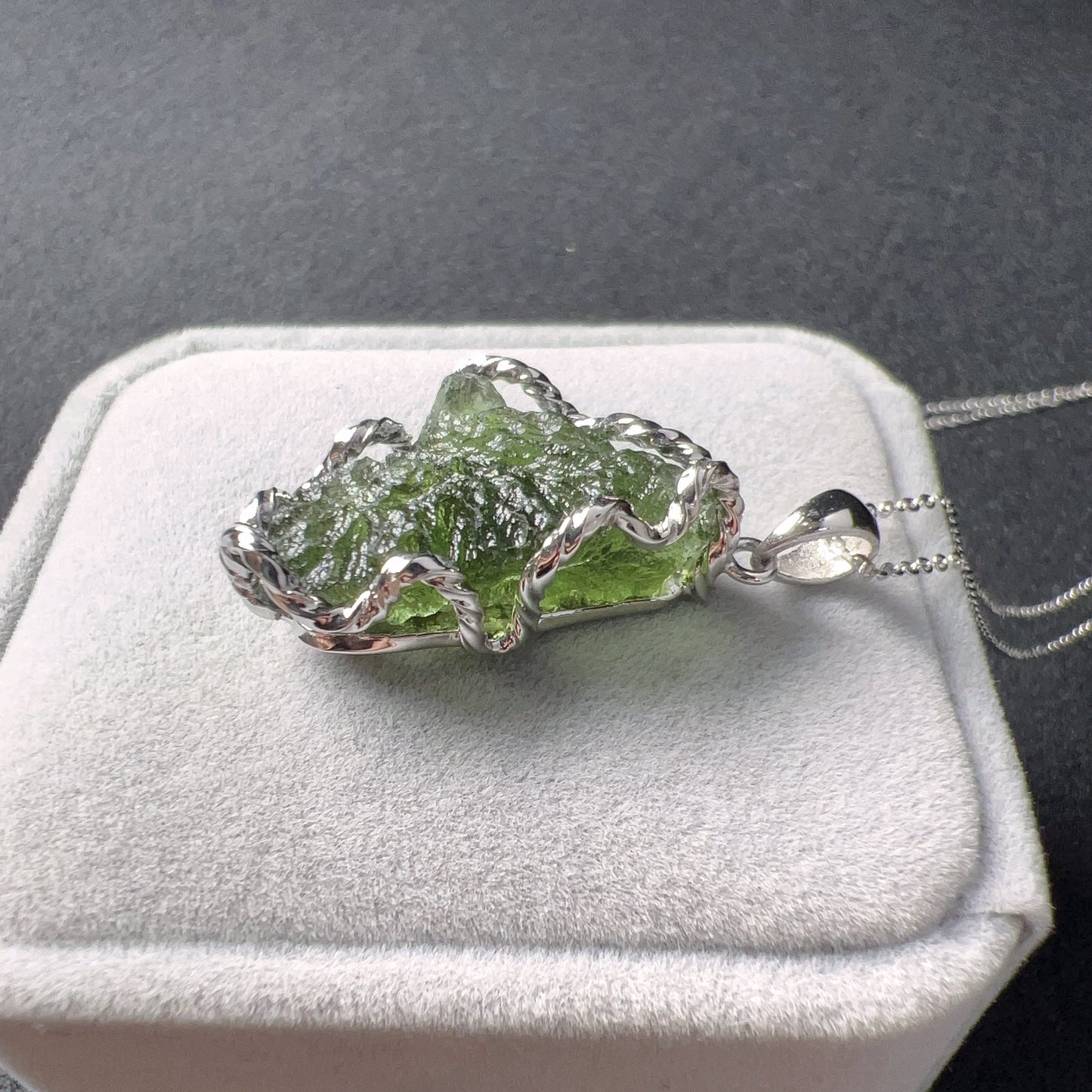 5.6G Natural Czech Moldavite Raw Stone Pendant Necklace Top-Quality Green | Rare High-Frequency Heart Chakra Healing Stone