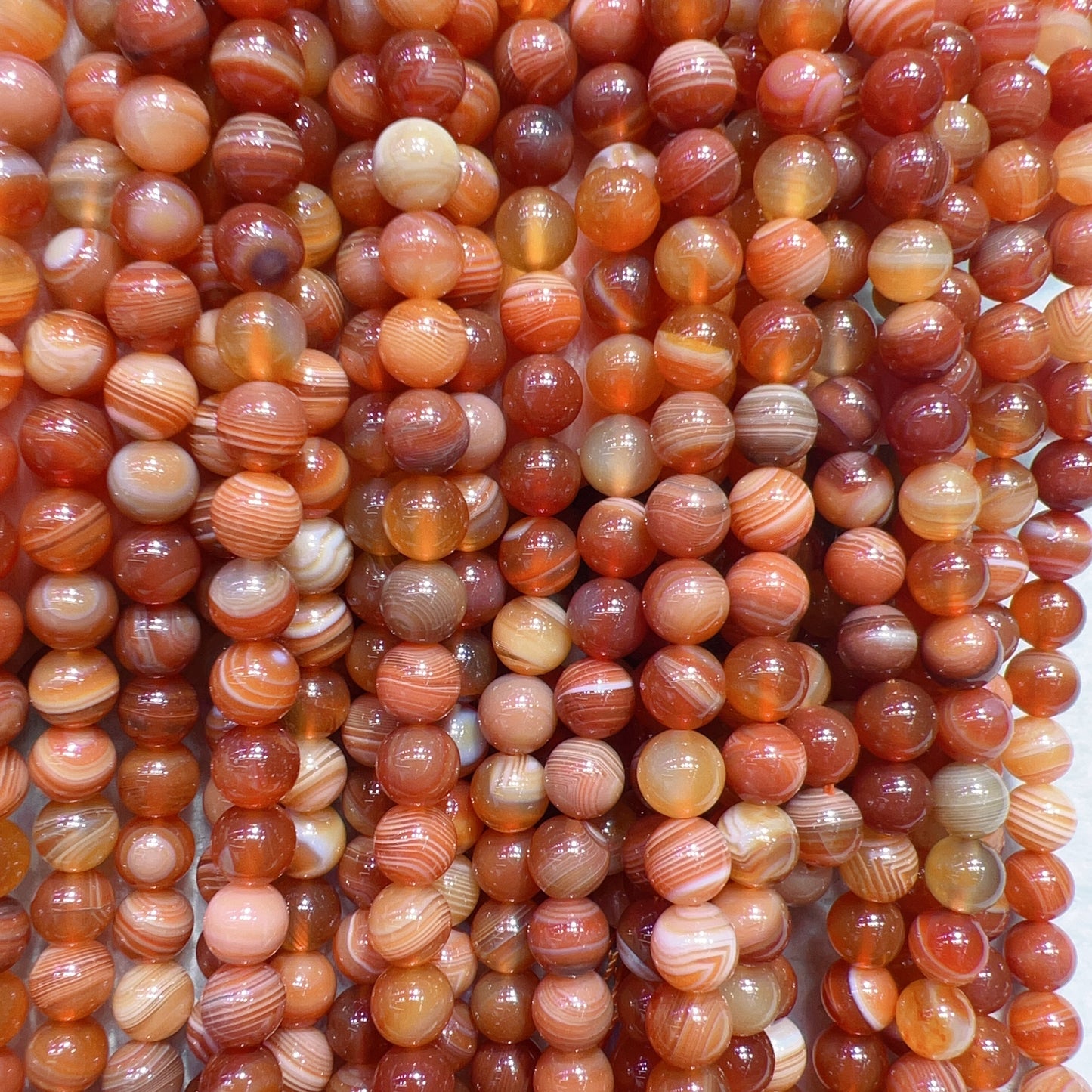 8Mm Natural Orange-Red Botswana Agate Round Beads Strands For Diy Jewelry Projects