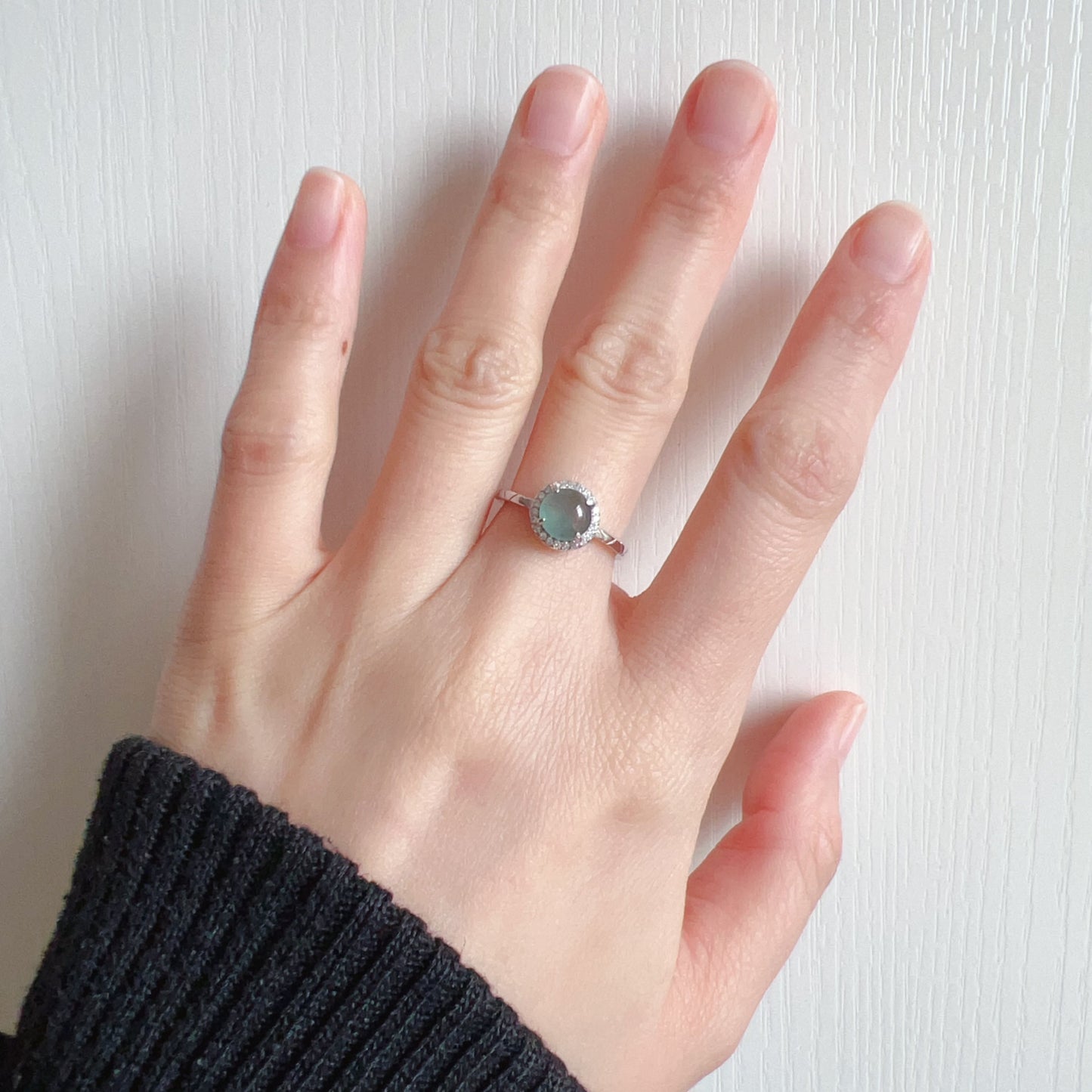 Natural Rare Blue-Green Jadeite Ring Handmade With 925 Sterling Silver | One Of A Kind Fashion Jewelry