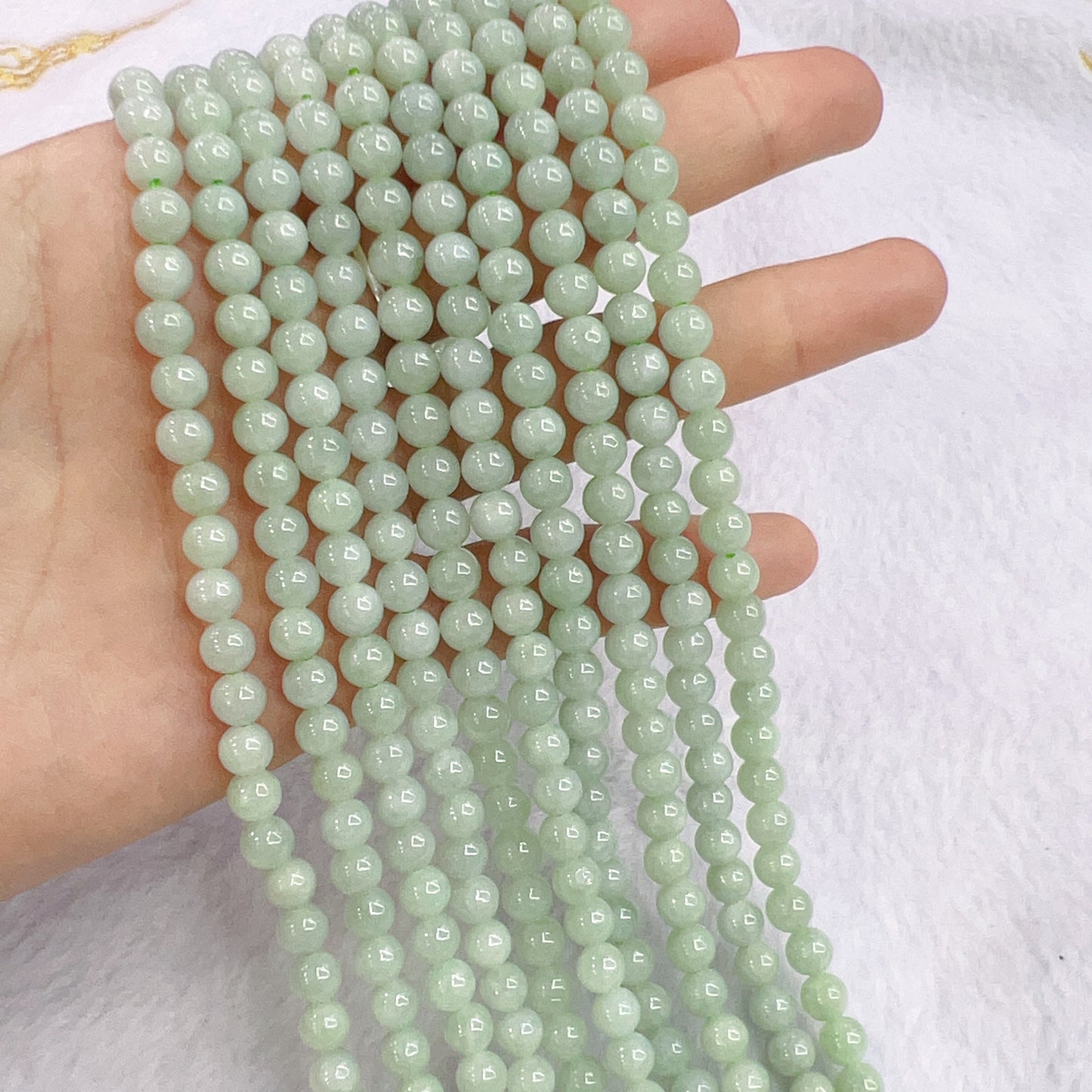 Nice Color – 6Mm Genuine Jadeite Round Bead Strands Diy Jewelry Making Project