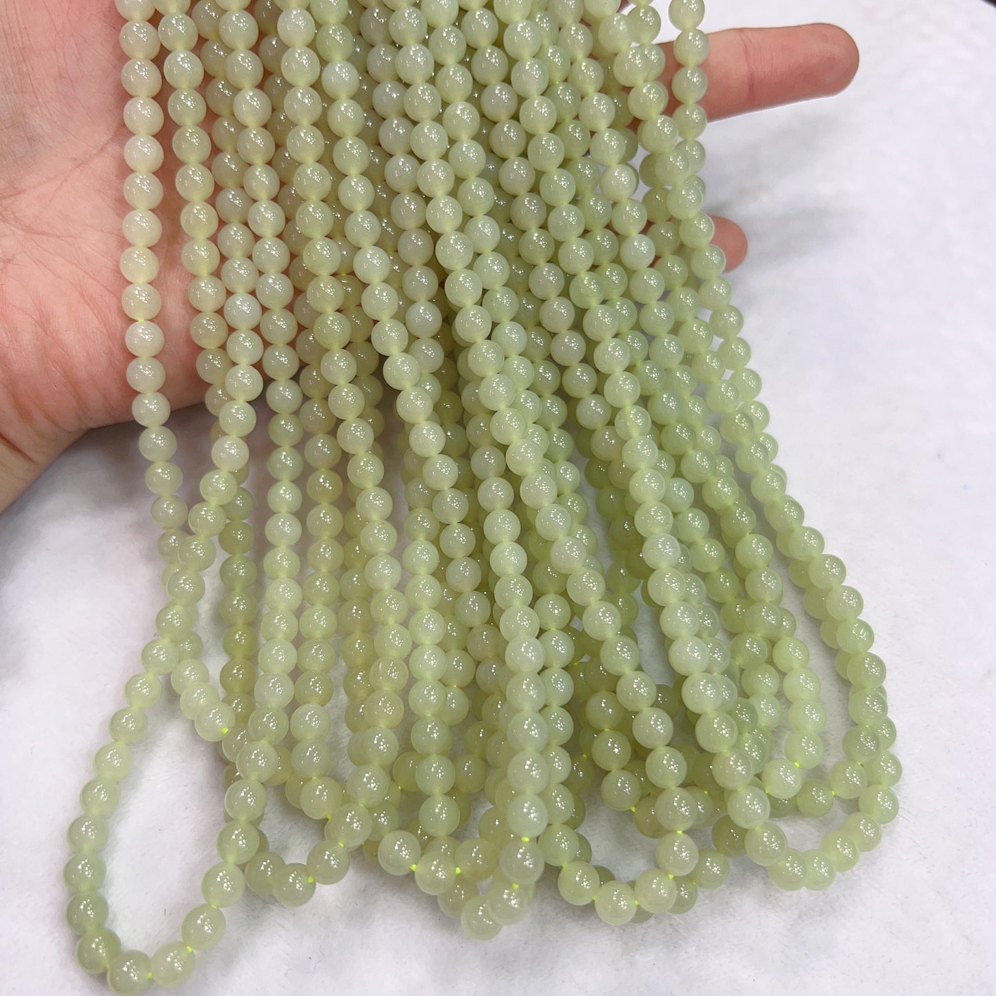 108 Yellow Nephrite Prayer Beads 6Mm Round Bead Strands For Diy Jewelry Projects