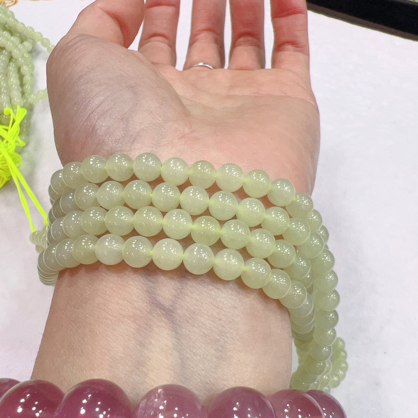 108 Yellow Nephrite Prayer Beads 6Mm Round Bead Strands For Diy Jewelry Projects