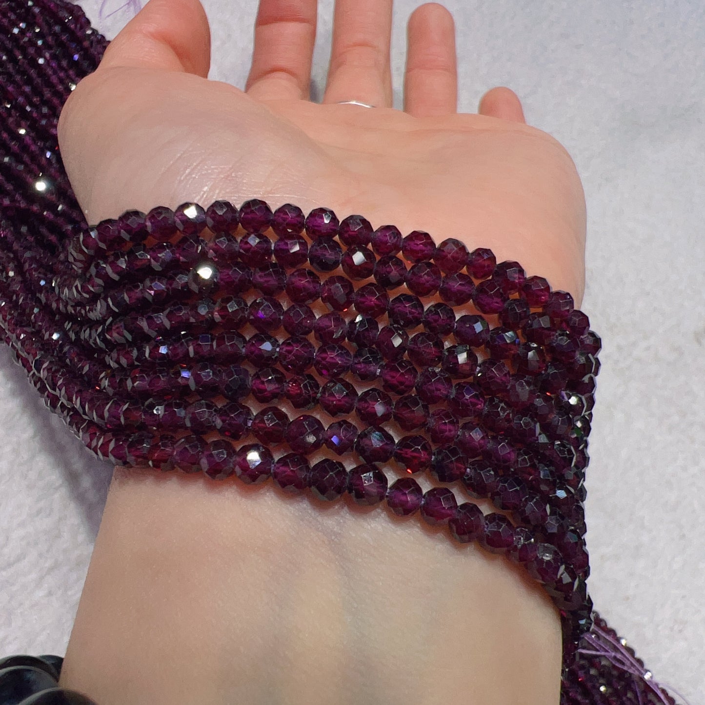 Best Quality In Strands 4Mm Natural Rhodolite Purple Garnet Faceted Bead Strands For Diy Jewelry Projects