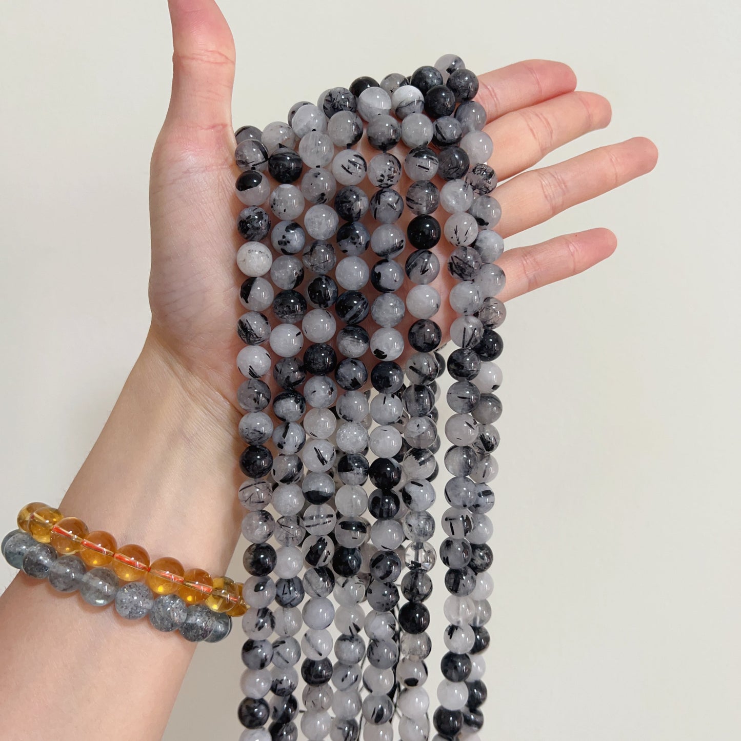 10Mm Natural Black Tourmalated Quartz Round Bead Strands For Diy Jewelry Project