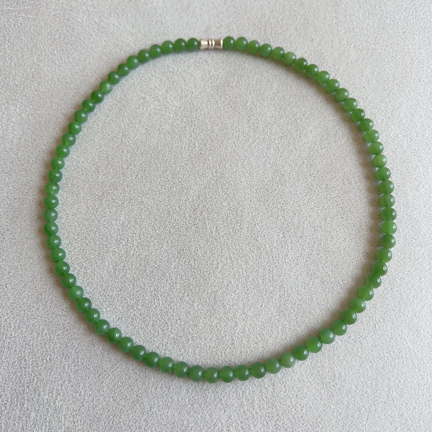 Premium Green Nephrite Jade Beaded Necklace With 925 Sterling Silver Clasp | Natural Heart Chakra Healing Stone Jewelry