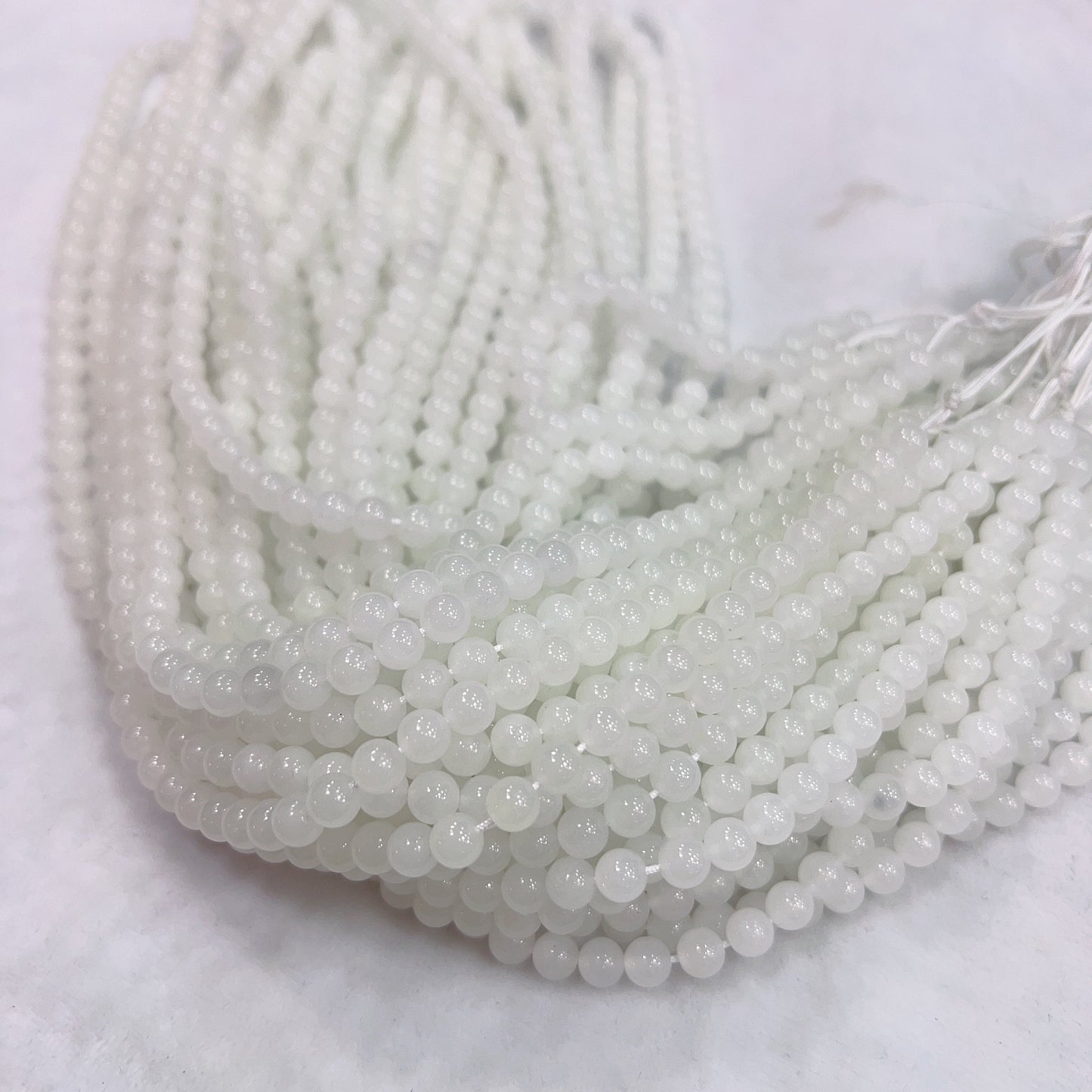 108 White Nephrite Prayer Beads 6Mm Round Bead Strands For Diy Jewelry Projects