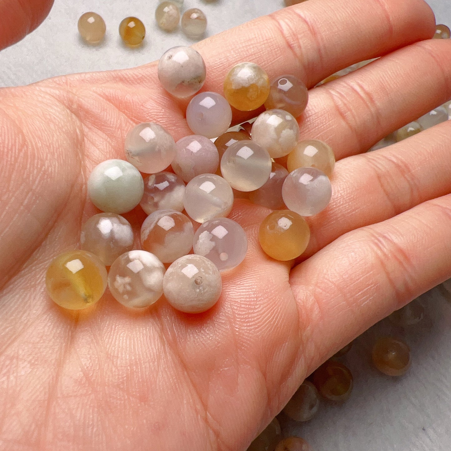 100 Pcs 8Mm High-Quality Cherry Blossom Agate Sakura Agate Round Beads For Diy Jewelry Projects