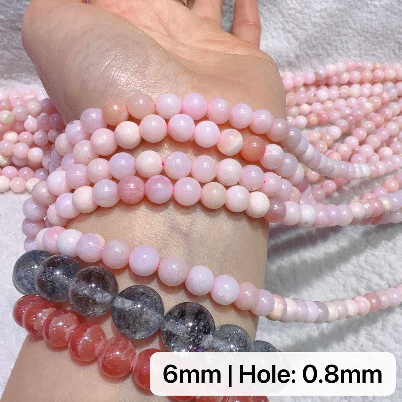 6Mm – 8Mm Natural Pink Opal Round Bead Strands For Diy Jewelry Project