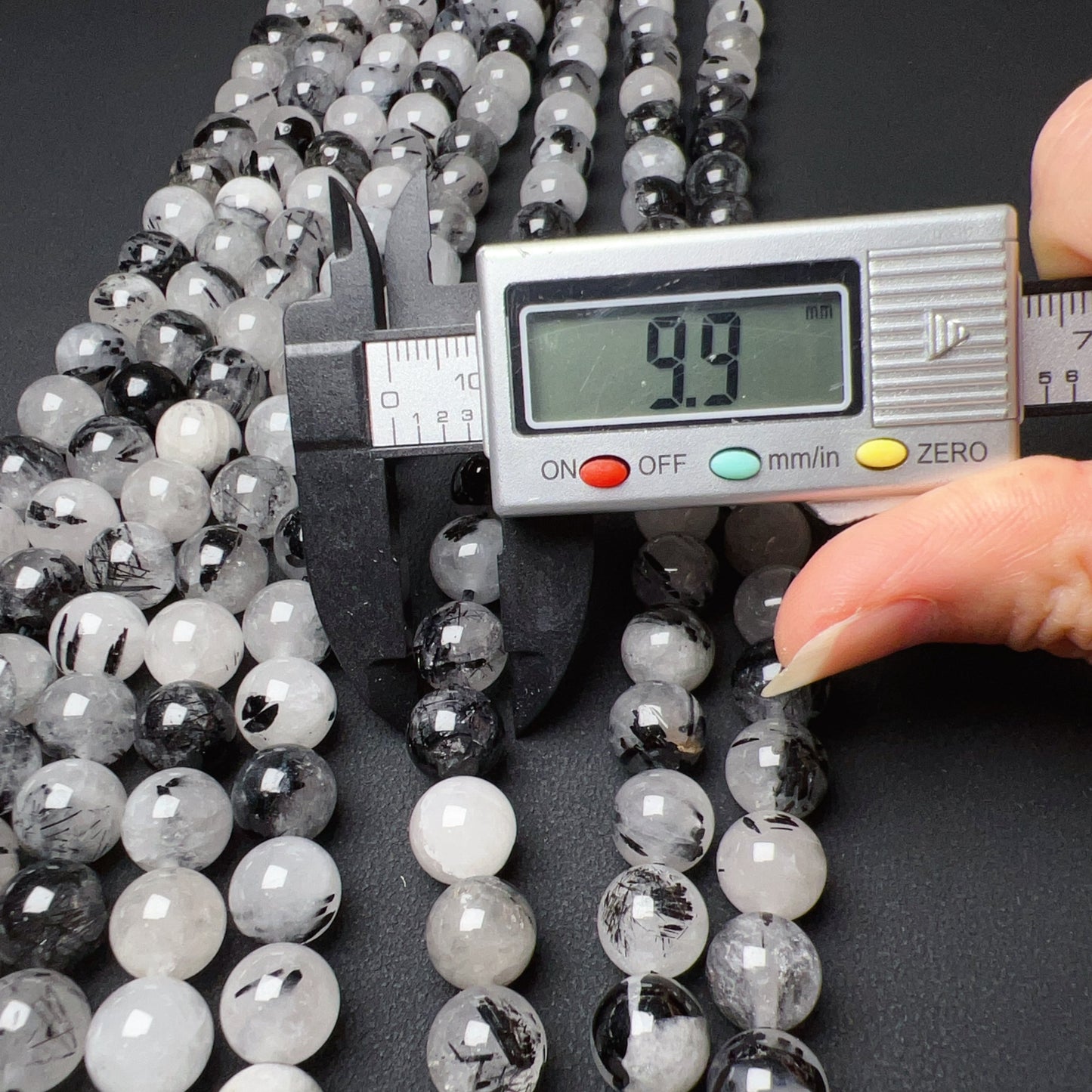 10Mm Natural Black Tourmalated Quartz Round Bead Strands For Diy Jewelry Project