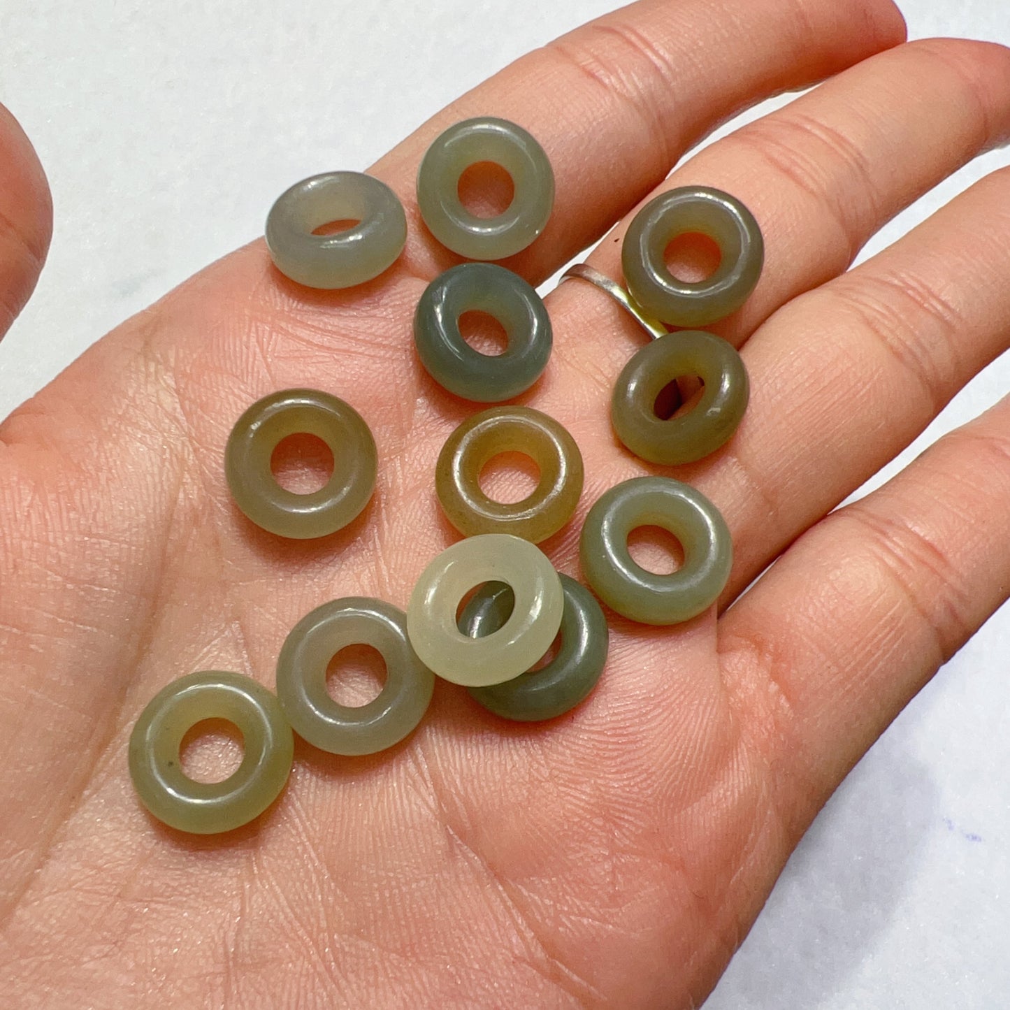 Natural Assorted Color Nephrite Jade Small Rings Charms Pendants For Diy Jewelry Project