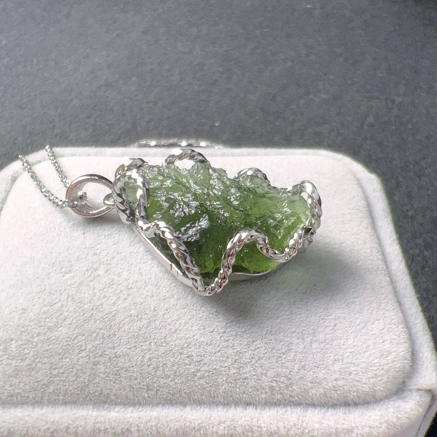 5.6G Natural Czech Moldavite Raw Stone Pendant Necklace Top-Quality Green | Rare High-Frequency Heart Chakra Healing Stone