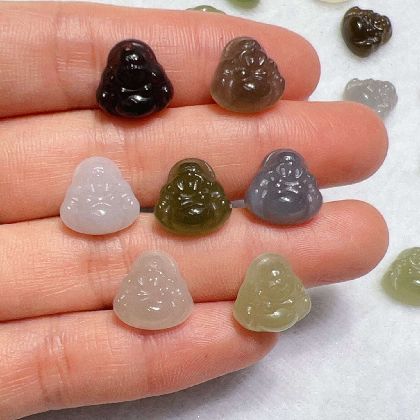 Natural Assorted Color Nephrite Jade Mini Maitreya Buddha Pendants For Diy Jewelry Project