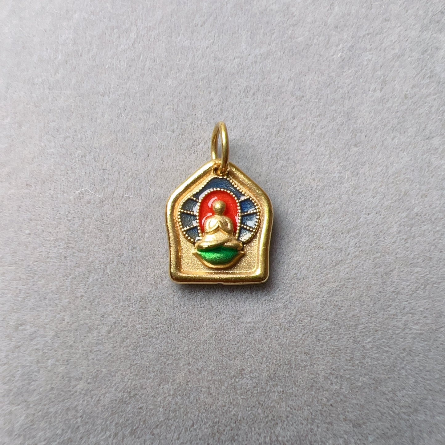 18K Yellow Gold Sakyamuni Buddha Six Mantra Symbols Hand-Painted Pendants For Diy Jewelry Projects