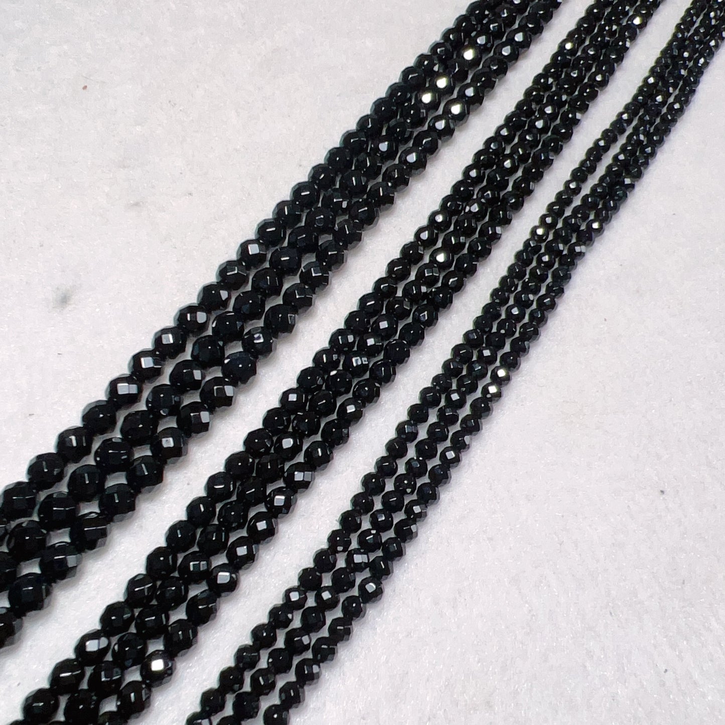 3Mm 4Mm 5Mm Heated Black Onyx Faceted Round Bead Strands For Diy Jewelry Project
