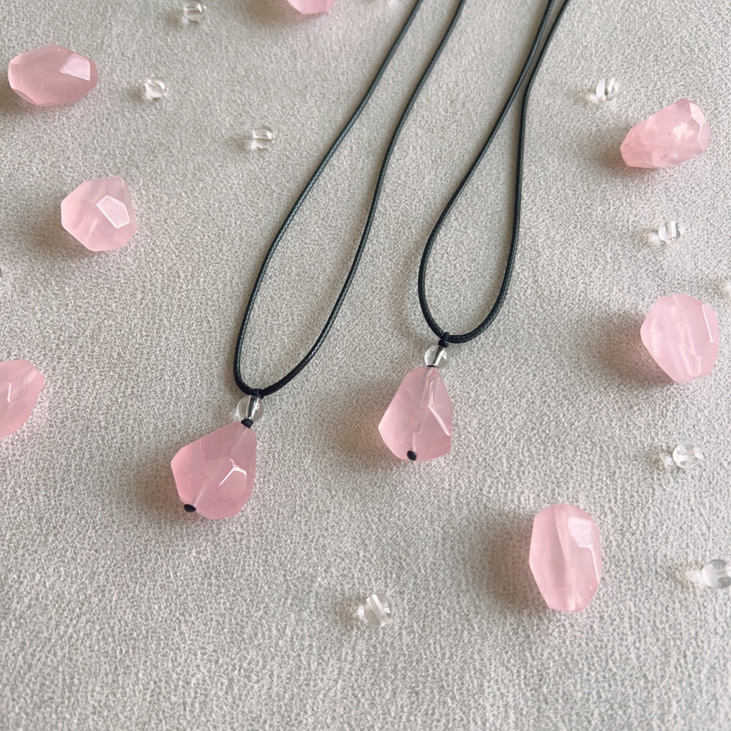 High-Quality Free-Form Faceted Rose Quartz Pendant Necklace | Handmade Heart Chakra Jewelry For Love Life And Relationship Enhancement