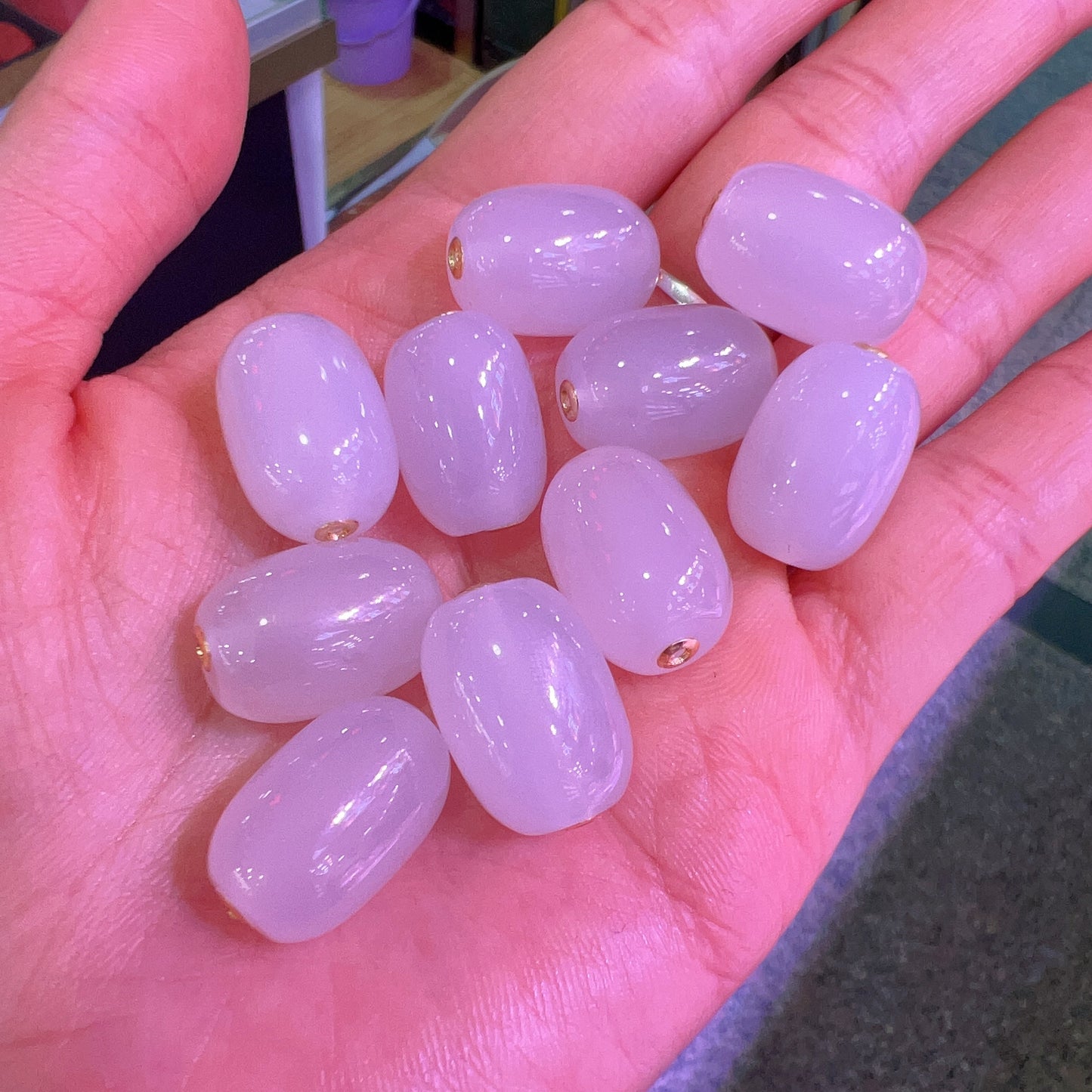 Natural White Chalcedony Barrel Beads Charms With 18K Yellow Gold Spacers Diy Jewelry Project