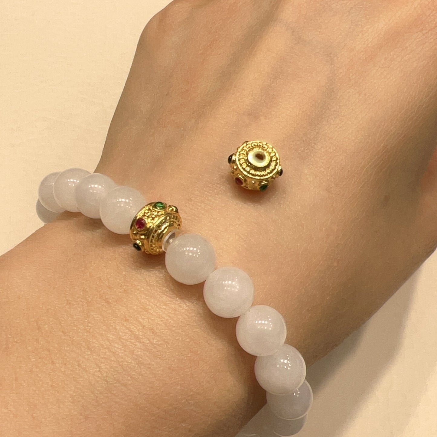 18K Yellow Gold Wheel Bead Charms With Colorful Cubic Zirconia Stones Settings For Diy Jewelry Projects