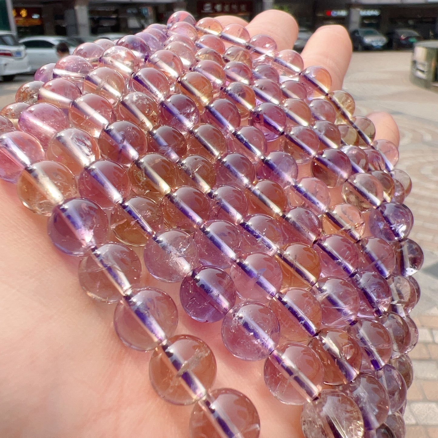 8 – 10Mm Natural High Clarity Ametrine Round Bead Strands For Diy Jewelry Project