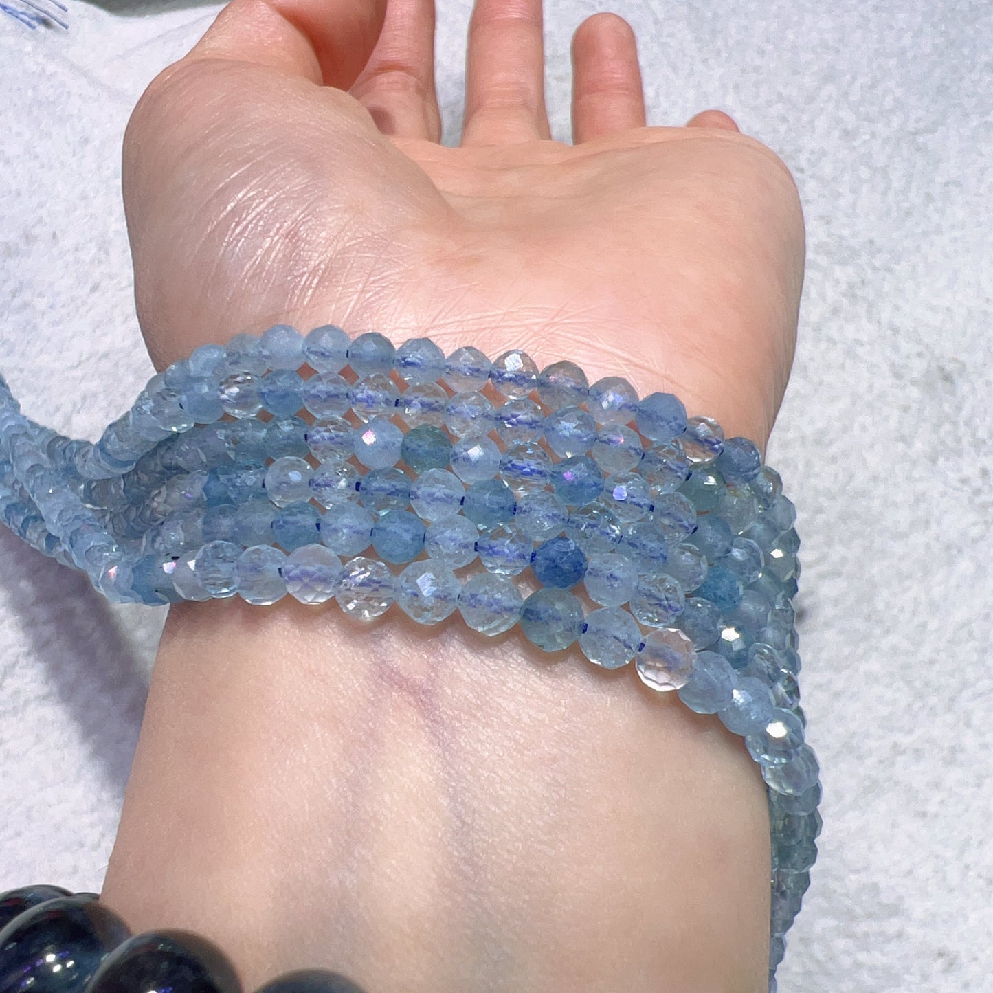 4Mm Natural High-Quality Faceted Aquamarine Bead Strands For Diy Jewelry Projects