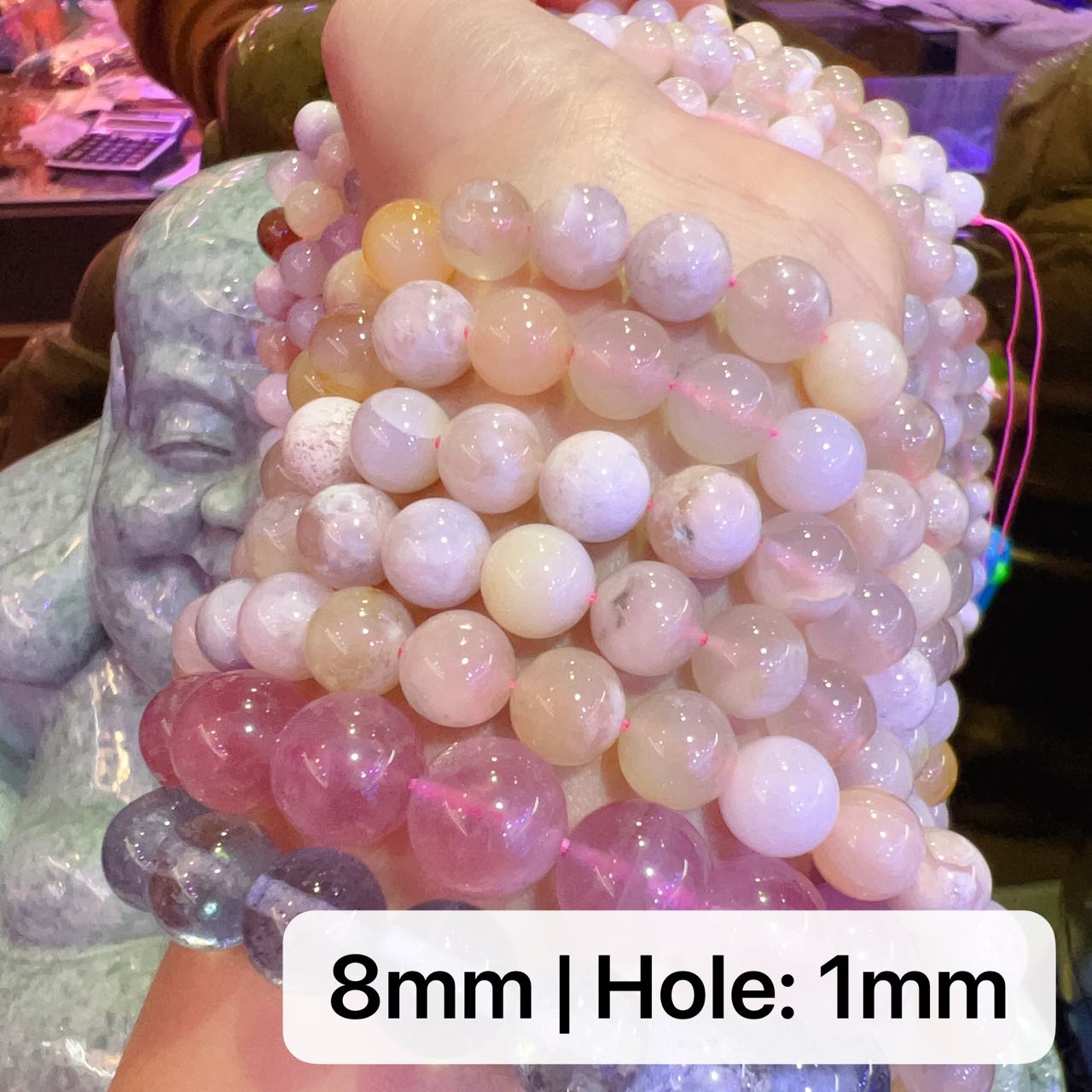 6-10Mm Natural Cherry Blossom Agate Sakura Agate Round Bead Strands Diy Jewelry Findings