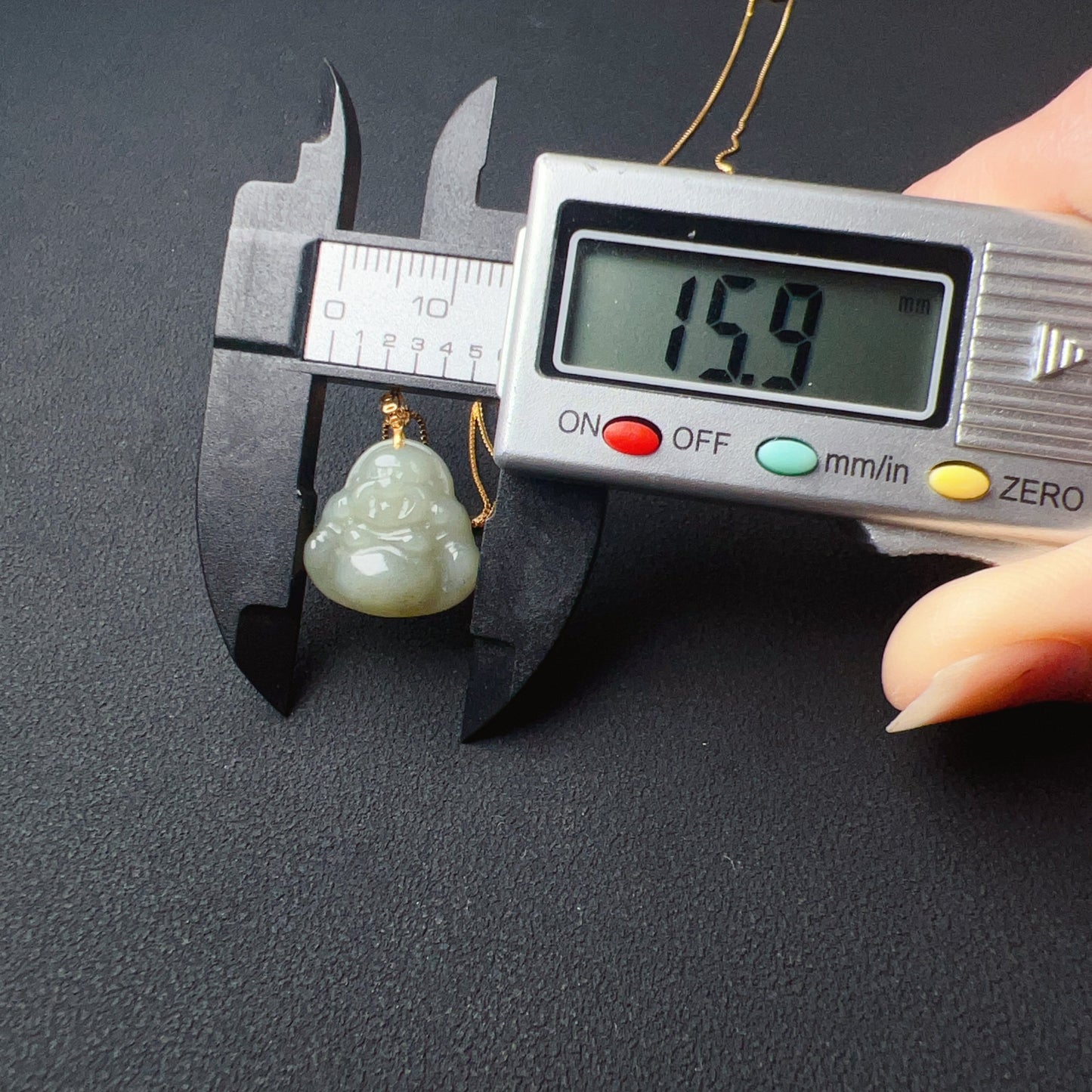 High-Quality Green Nephrite Jade Happy Buddha Pendant With 18K Yellow Gold Buckle | 925 Sterling Silver Necklace | Heart Chakra Healing Gemstone