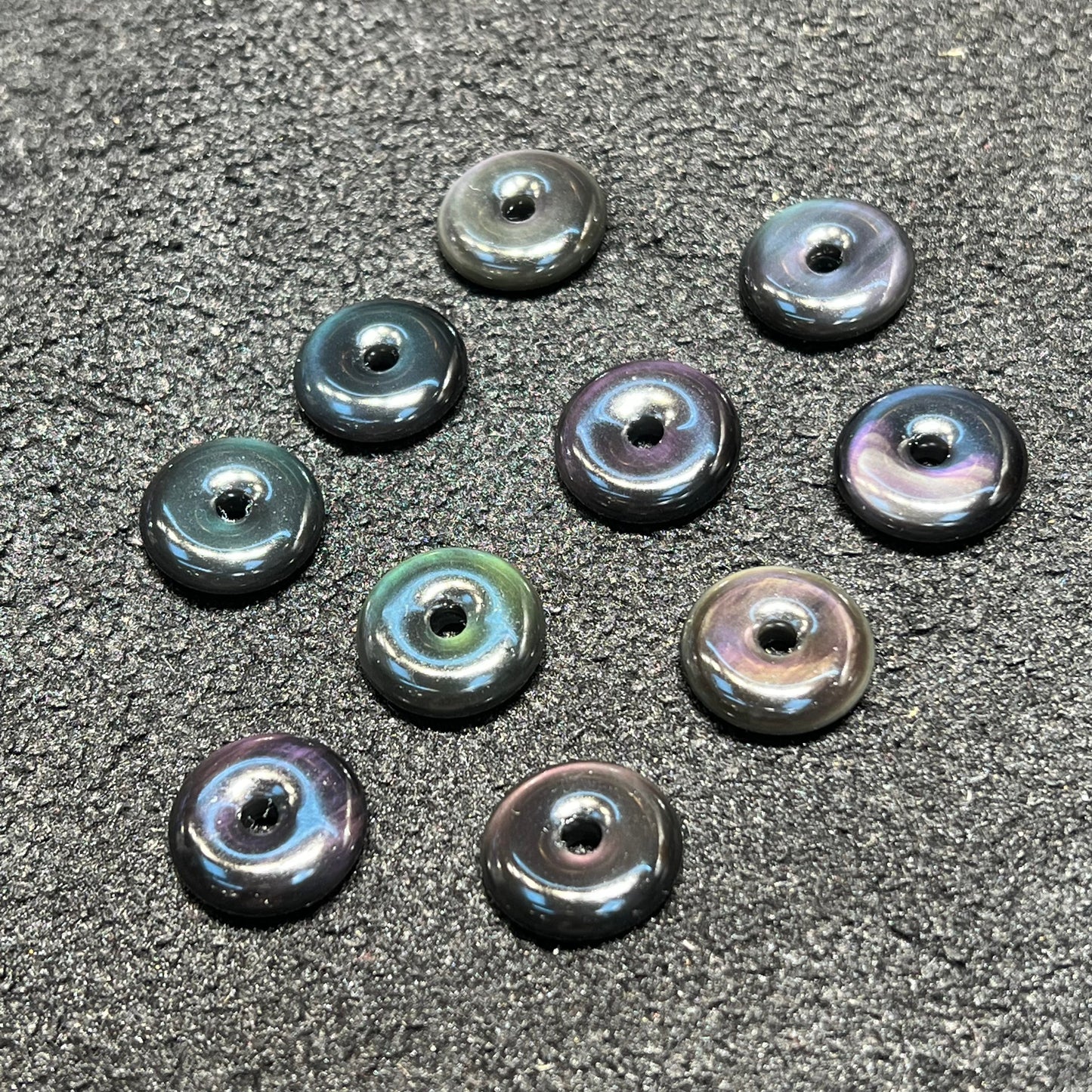 Natural Rainbow Sheen Obsidian Amulet Donut Shape Pendant Charm For Diy Jewelry Project