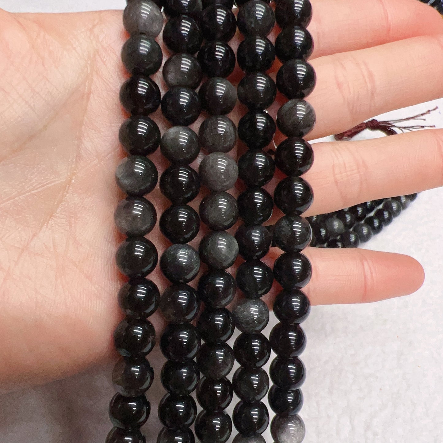 8Mm – 10Mm Natural Silver Sheen Obsidian Round Bead Strands Diy Jewelry Project