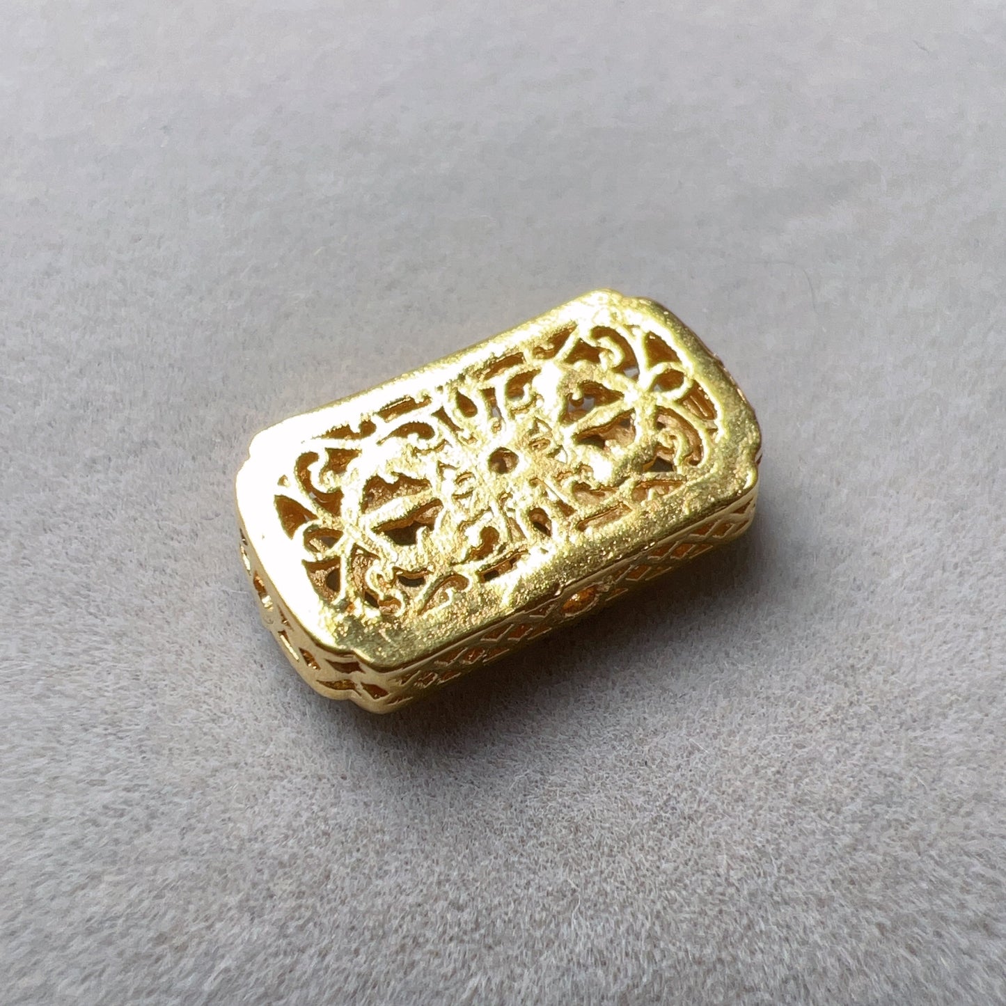 18K Yellow Gold Flat Bead Charms With Cubic Zirconia Stone For Diy Jewelry Projects