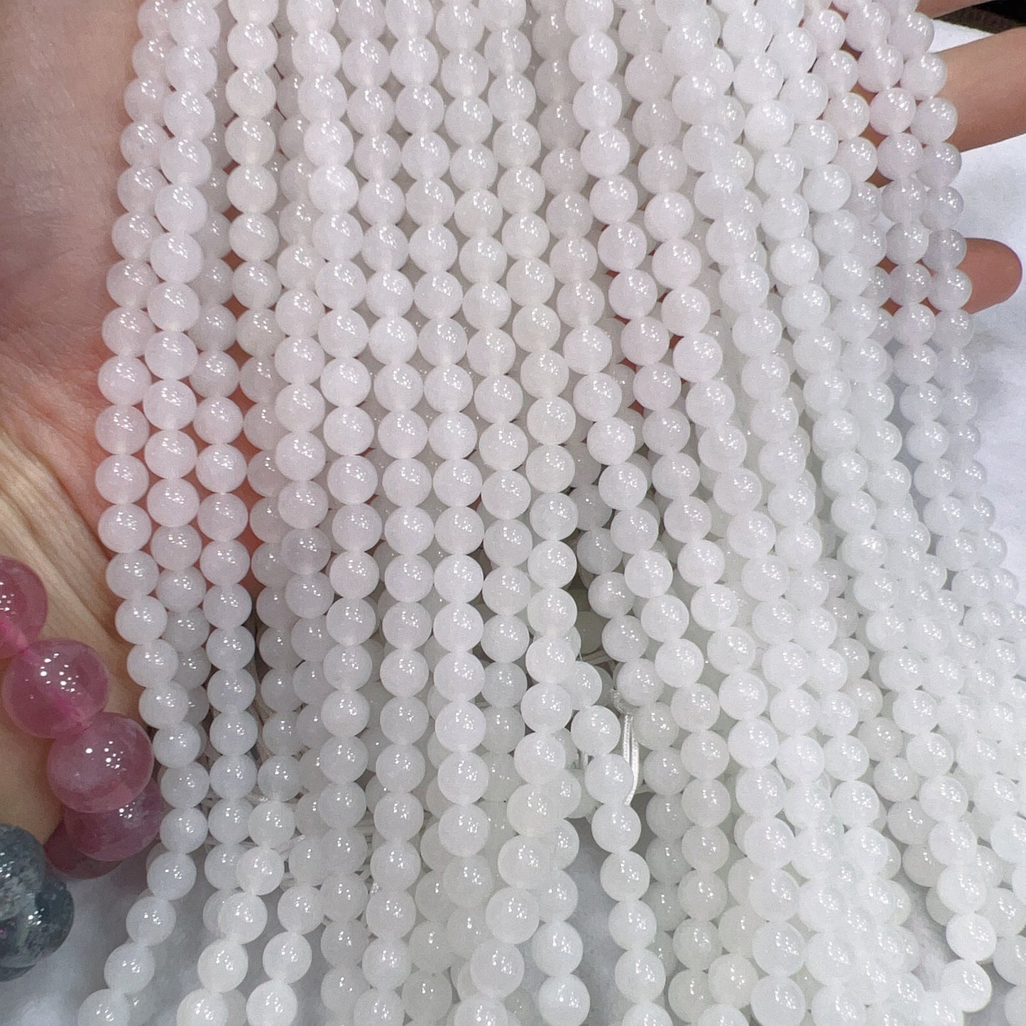 108 White Nephrite Prayer Beads 6Mm Round Bead Strands For Diy Jewelry Projects