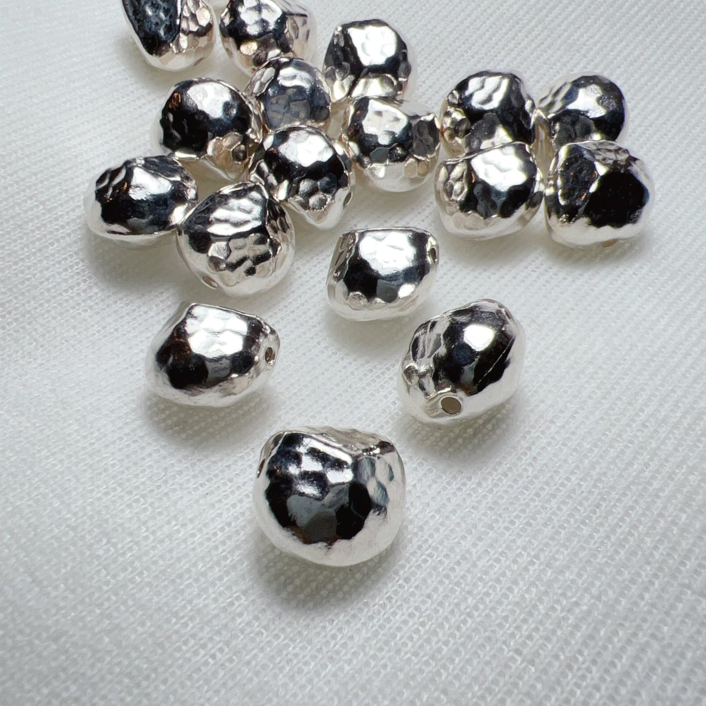 925 Sterling Silver Faceted Irregular Bead Charm – Unique Diy Jewelry Craft Supply