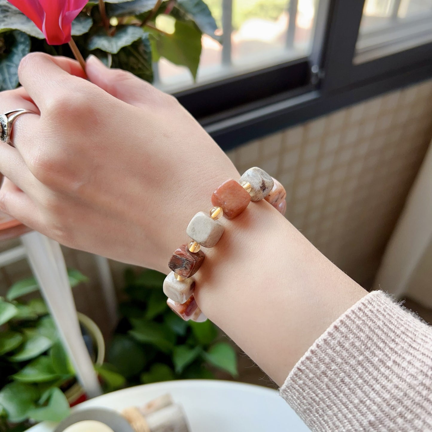 Custom-Made Fossilized Coral & Citrine Bracelet | Natural Healing Jewelry For Emotional Balance And Wealth Attraction