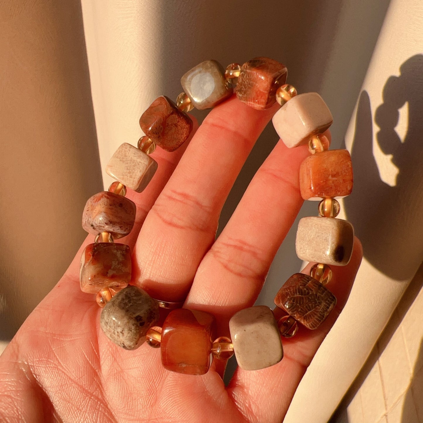 Custom-Made Fossilized Coral & Citrine Bracelet | Natural Healing Jewelry For Emotional Balance And Wealth Attraction