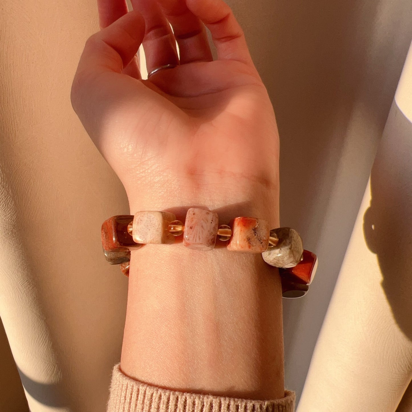 Custom-Made Fossilized Coral & Citrine Bracelet | Natural Healing Jewelry For Emotional Balance And Wealth Attraction