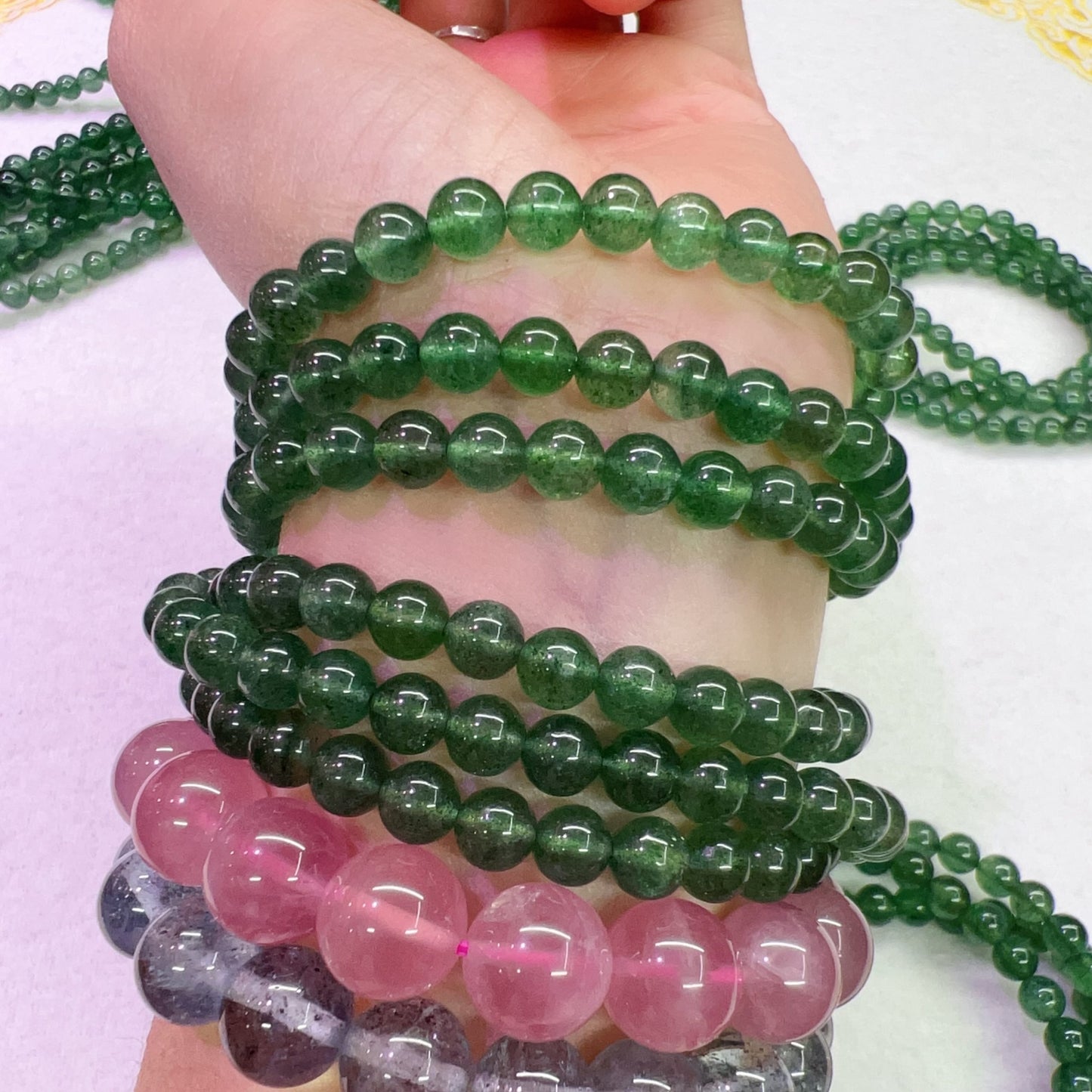 3-Wrap Natural Premium Green Strawberry Quartz Bracelet For Retailer, Diy Jewelry Projects
