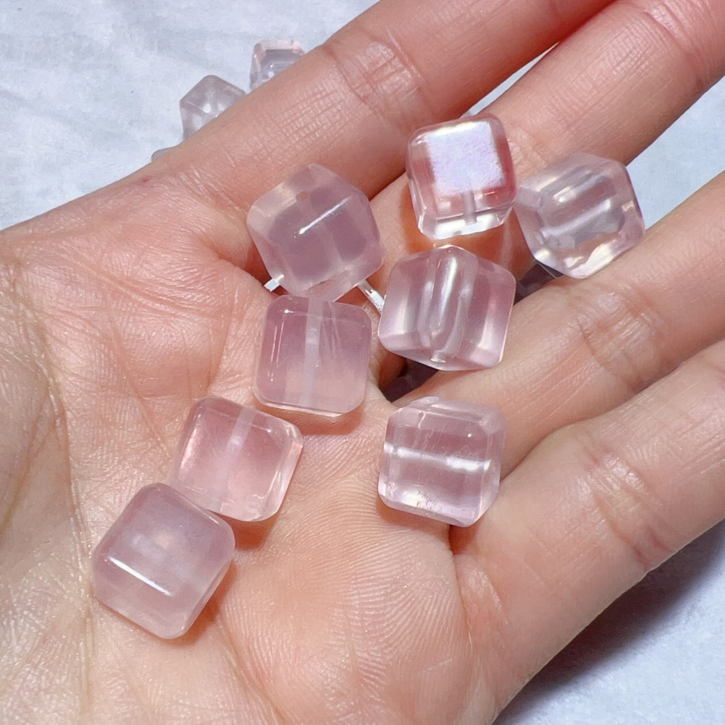 Natural Premium Rose Quartz Cube Beads | Diy Jewelry Supplies For Necklaces, Bracelets, Earrings