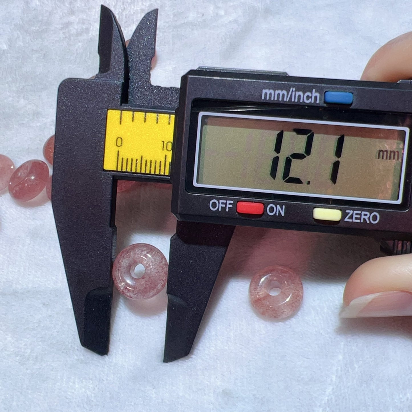 12Mm Premium Strawberry Quartz Donut Shape Charm For Earrings, Bracelets, Necklaces
