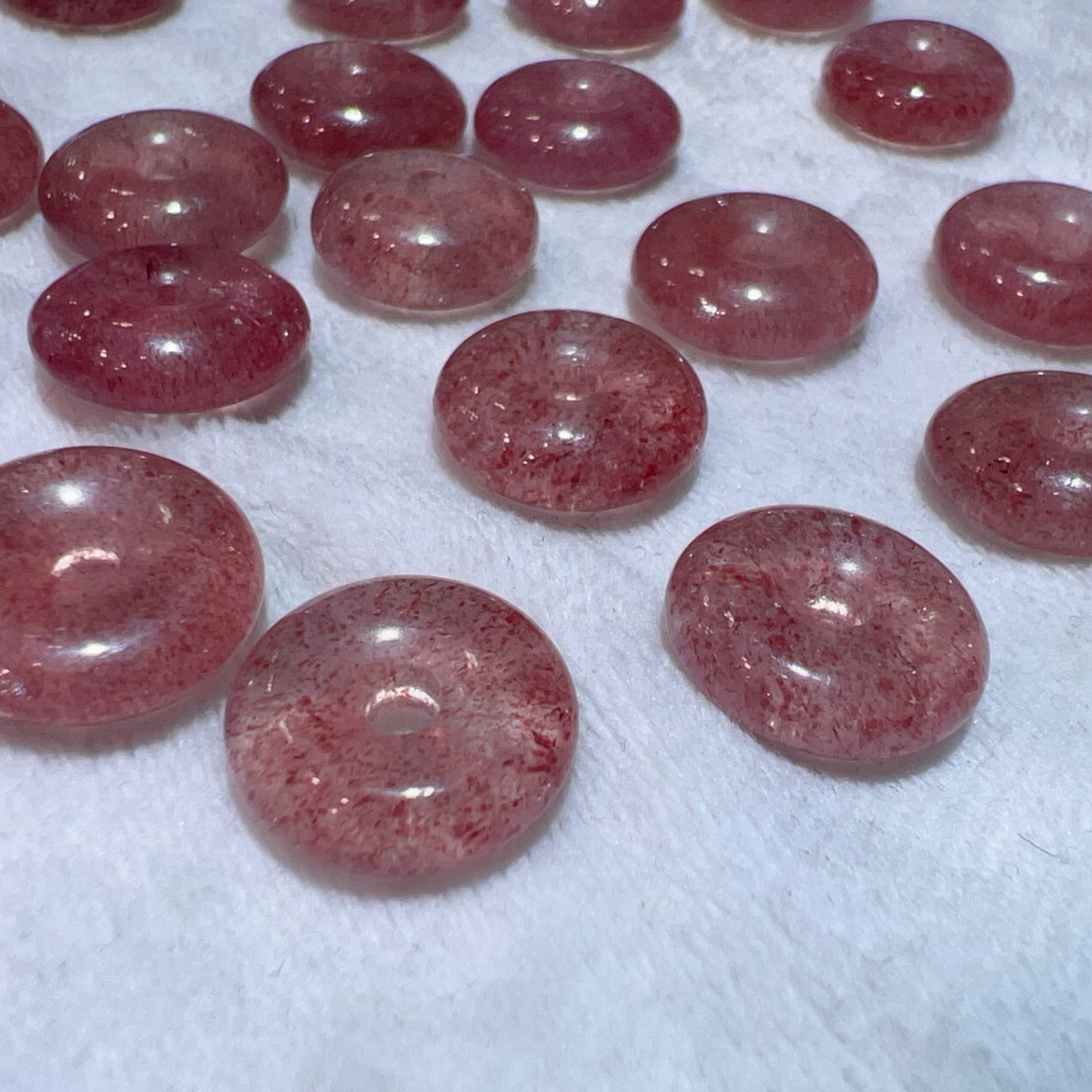 15Mm Premium Strawberry Quartz Donut Shape Charm For Diy Jewelry Projects