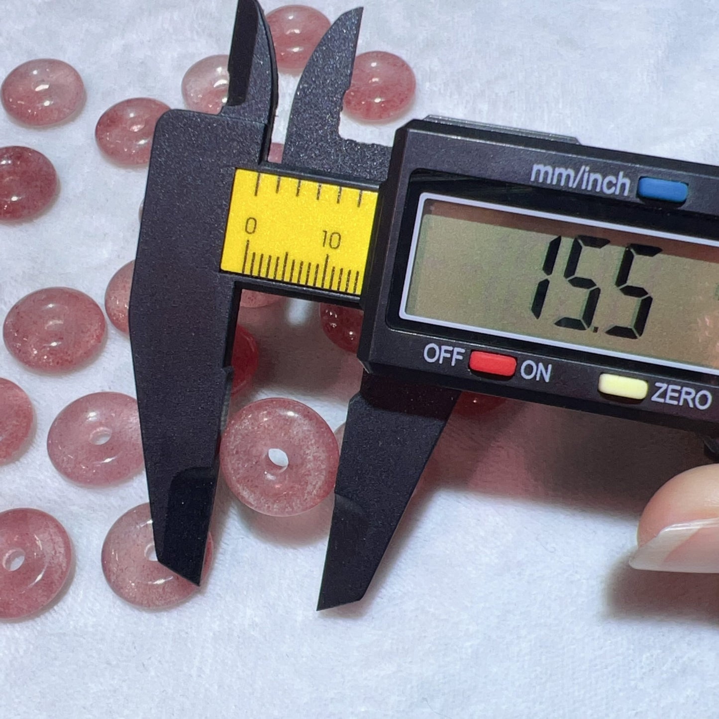 15Mm Premium Strawberry Quartz Donut Shape Charm For Diy Jewelry Projects