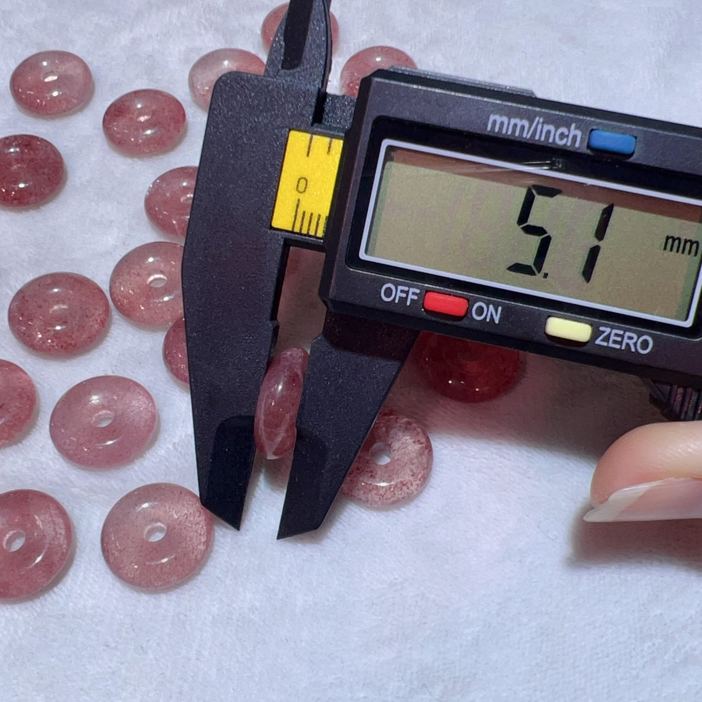 15Mm Premium Strawberry Quartz Donut Shape Charm For Diy Jewelry Projects