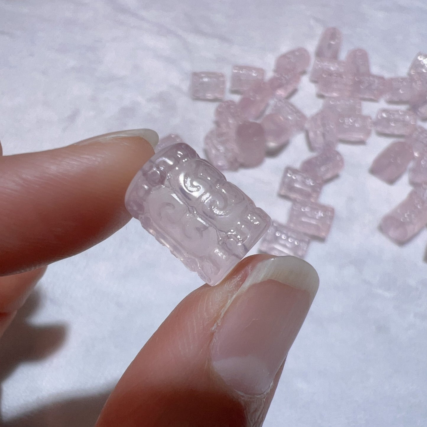 Premium Rose Quartz Huiwen Symbol Barrel Beads | Diy Jewelry Making Supplies For Necklaces, Bracelets Crafting