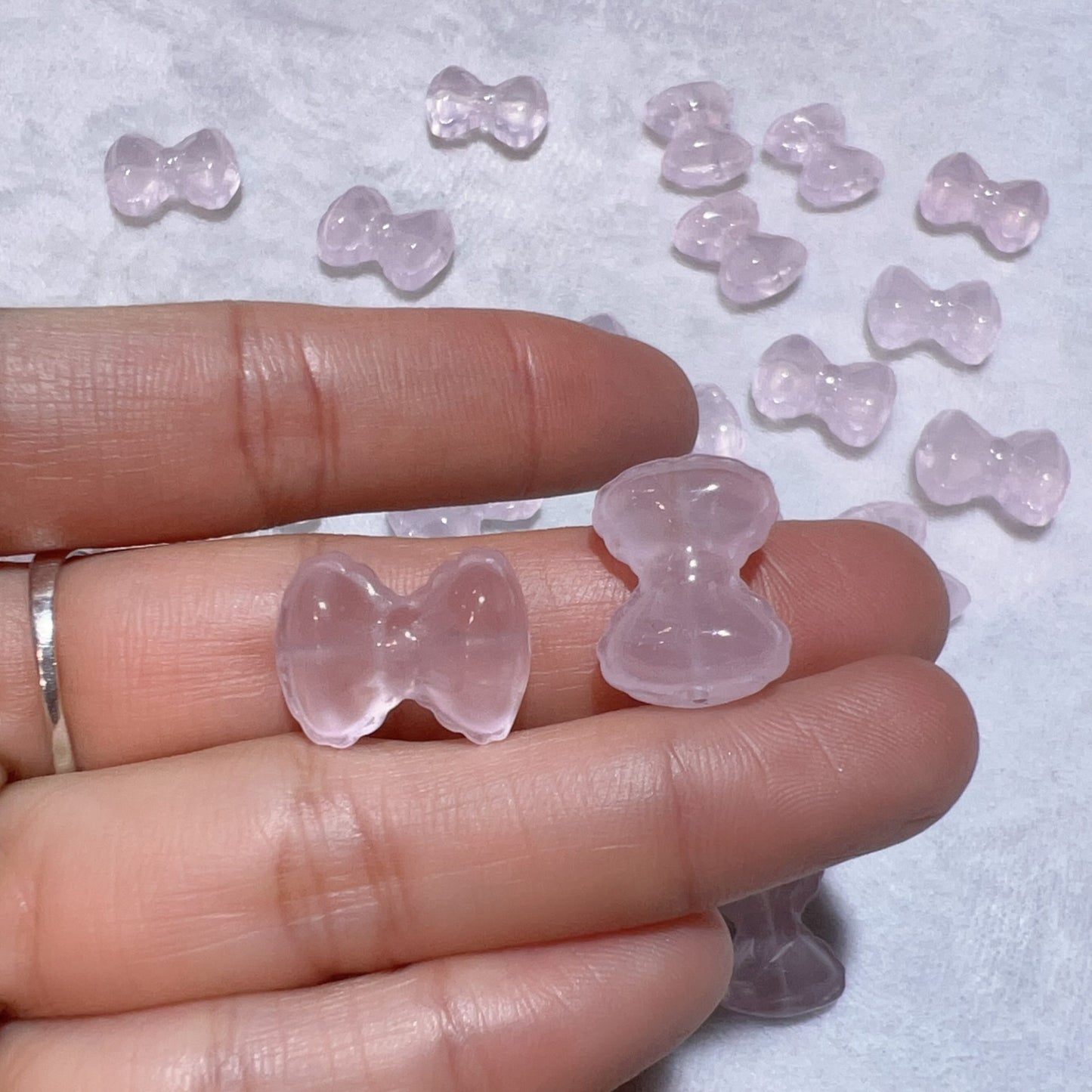 Premium Rose Quartz Bow Tie Beads | Diy Jewelry Making Supplies For Necklaces, Bracelets Crafting