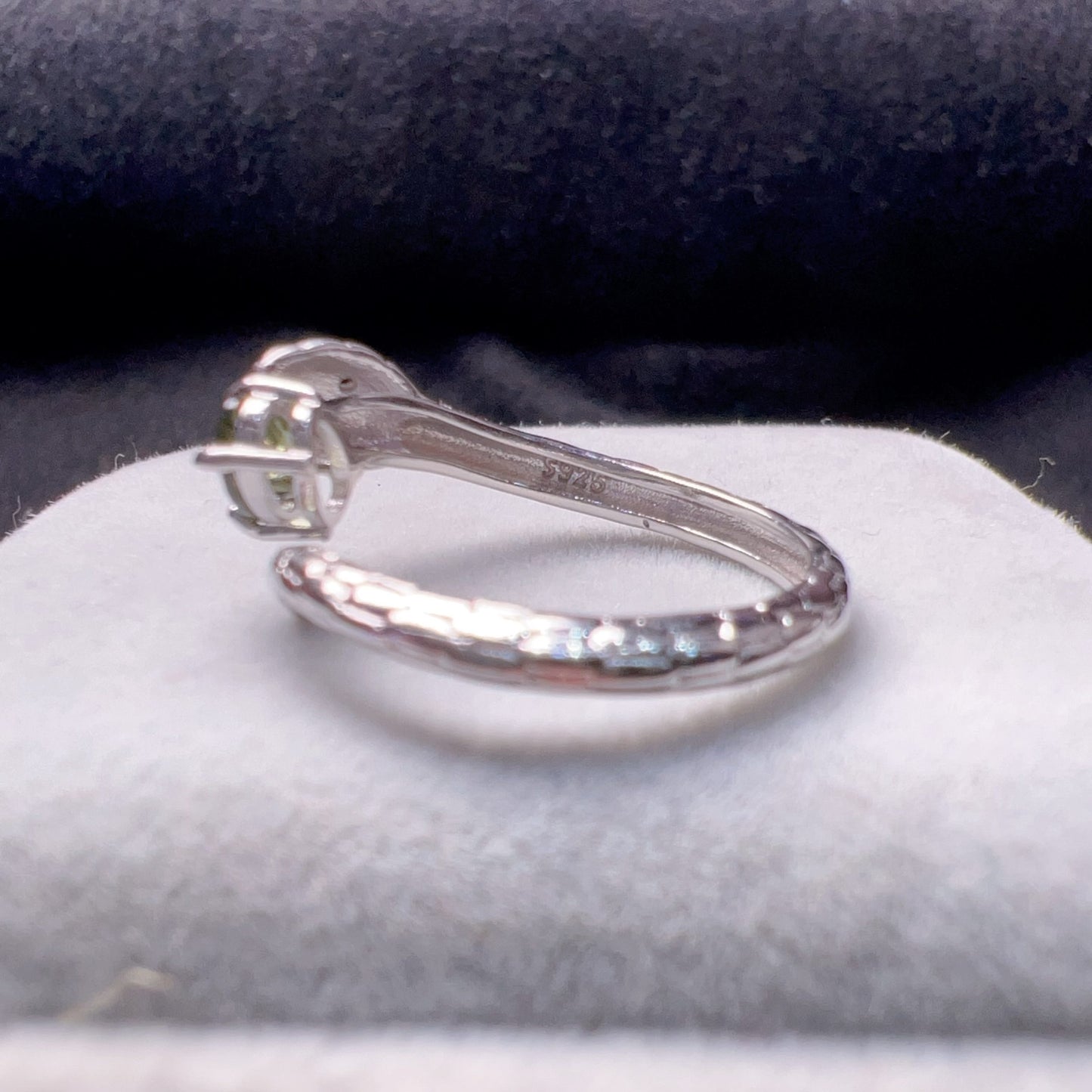 Custom-Made Year Of Snake Moldavite Ring With 925 Sterling Silver Adjustable Ring