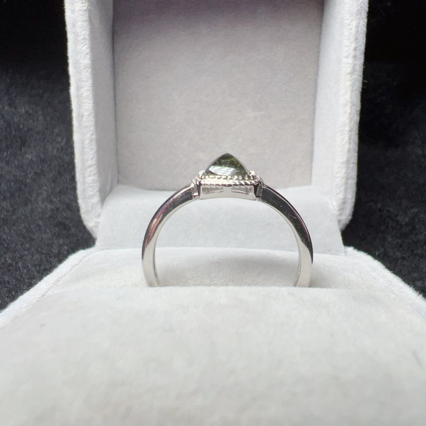 Premium Sugarloaf-Cut Moldavite Silver Ring | High-Vibration Healing Jewelry | Luxury Spiritual Gift