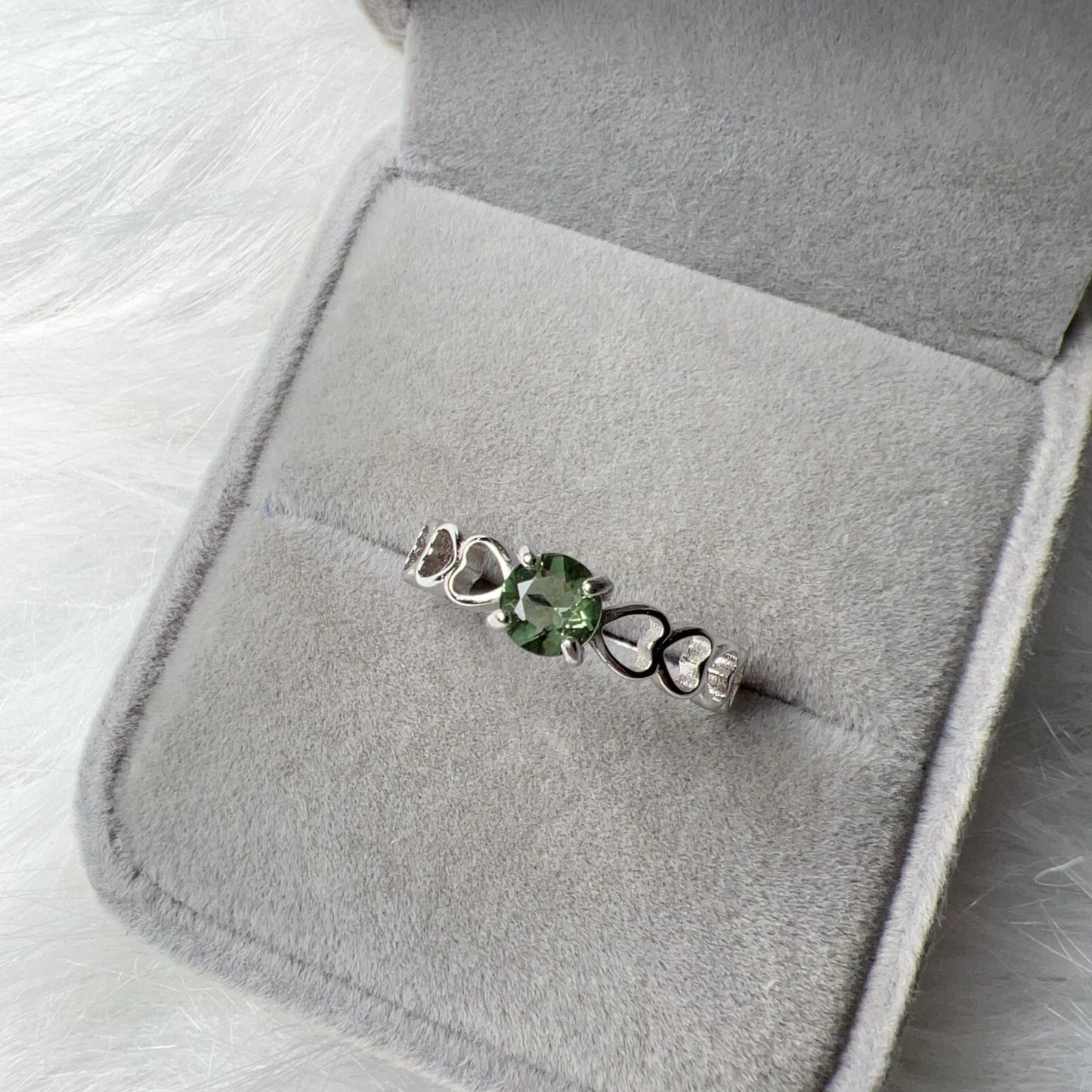Custom-Made Best-Green-Color Moldavite Ring Round Cut With 925 Sterling Silver Adjustable Style