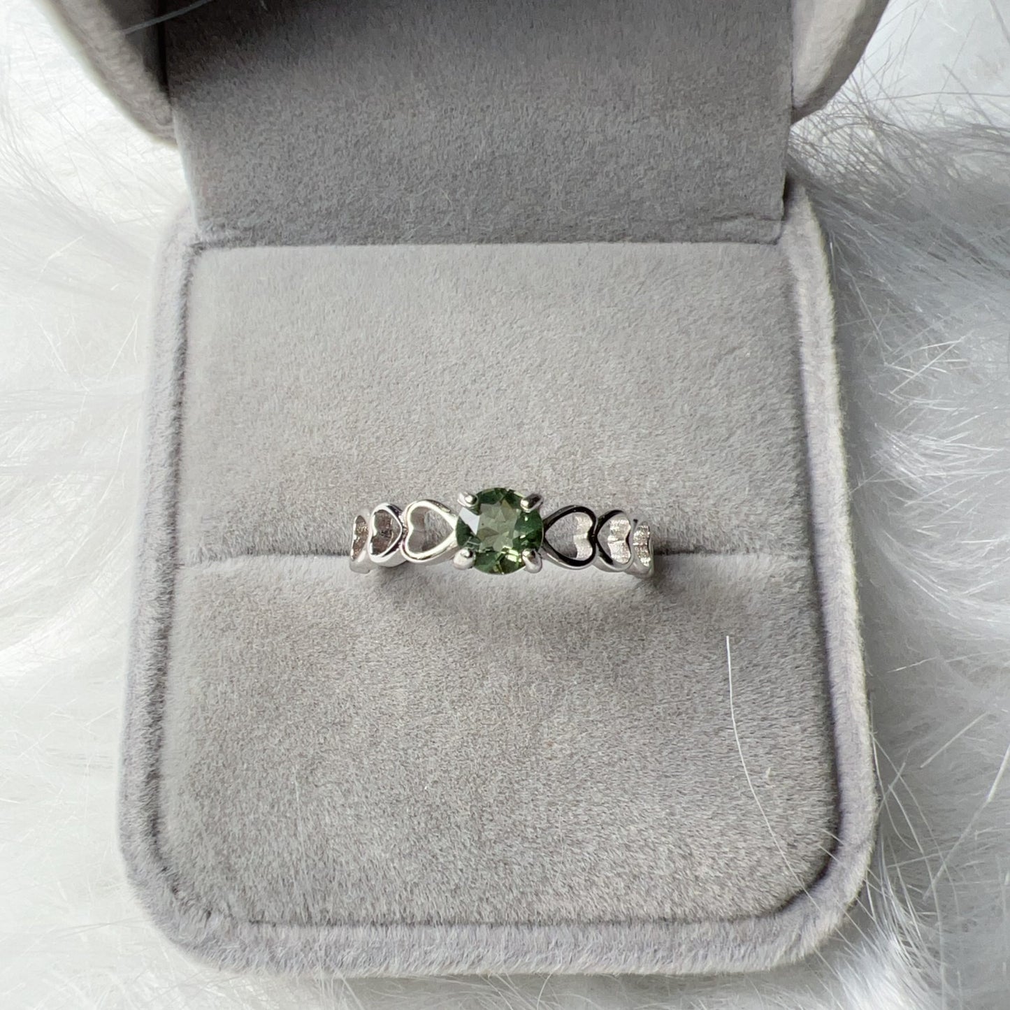 Custom-Made Best-Green-Color Moldavite Ring Round Cut With 925 Sterling Silver Adjustable Style