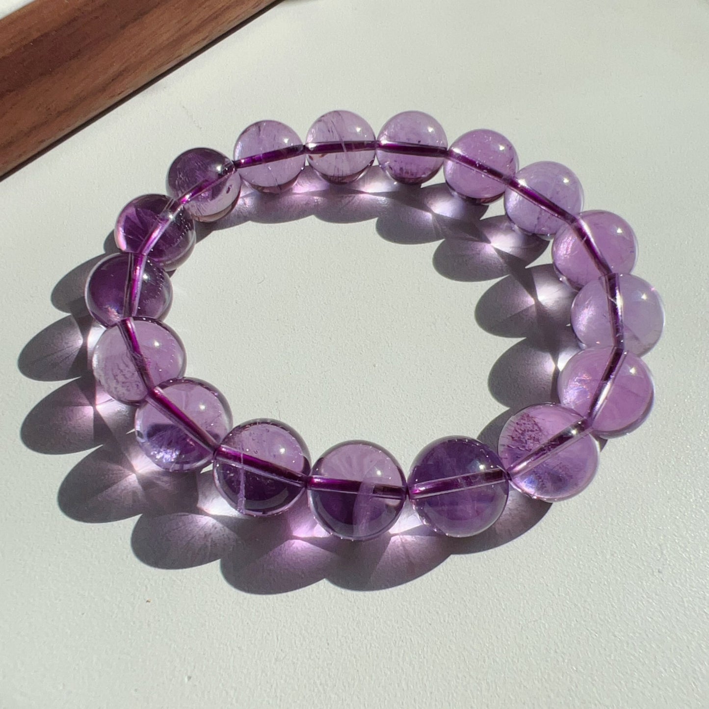 12Mm Amethyst Crystal Bracelet | Natural Healing Stone For Crown Chakra | Reiki Meditation Jewelry For Stress Relief And Mental Clarity