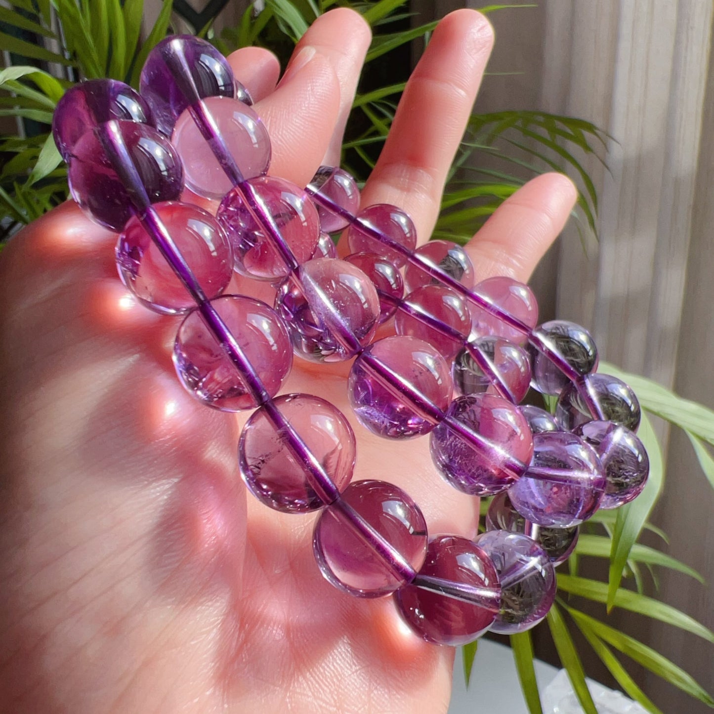 12Mm Amethyst Crystal Bracelet | Natural Healing Stone For Crown Chakra | Reiki Meditation Jewelry For Stress Relief And Mental Clarity