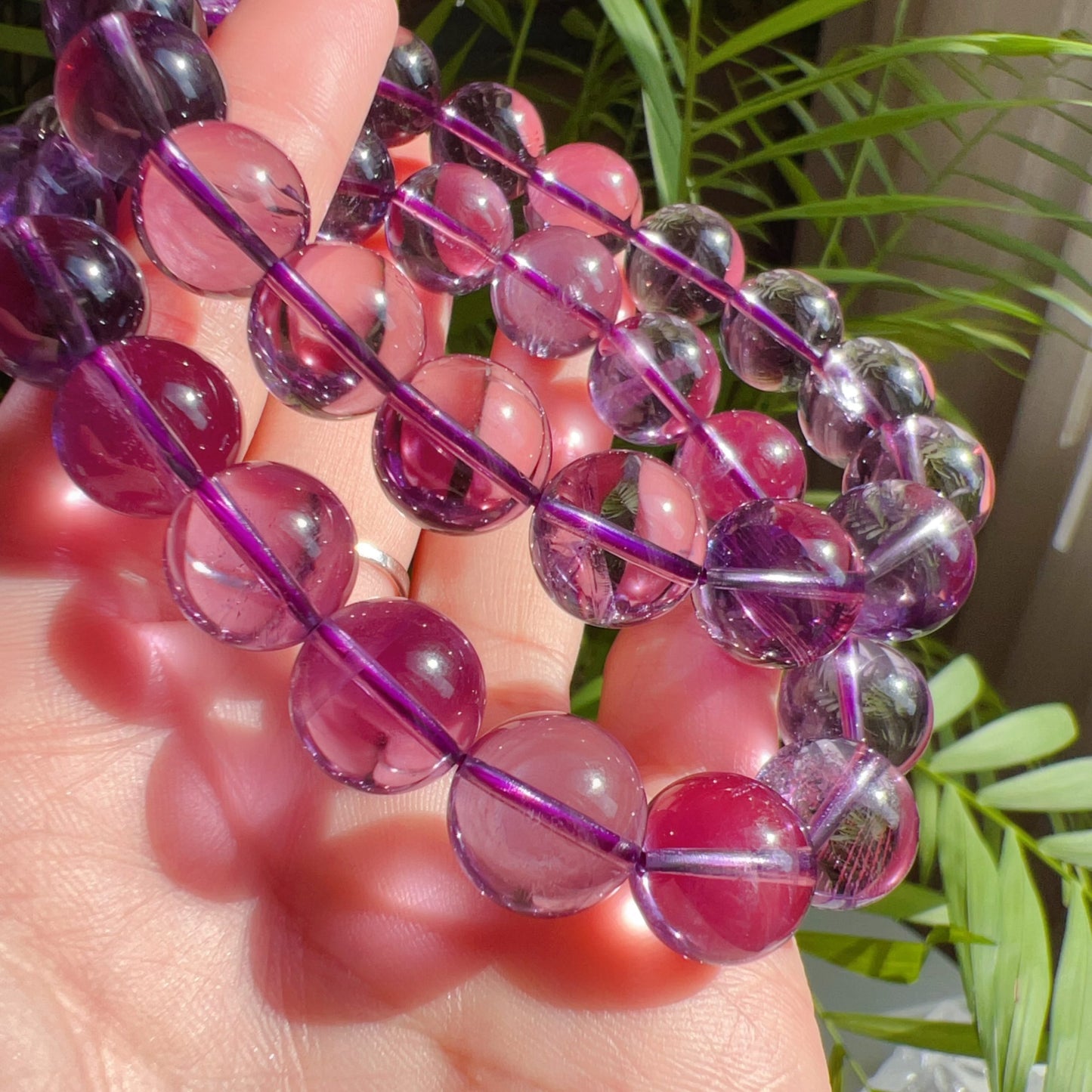 12Mm Amethyst Crystal Bracelet | Natural Healing Stone For Crown Chakra | Reiki Meditation Jewelry For Stress Relief And Mental Clarity
